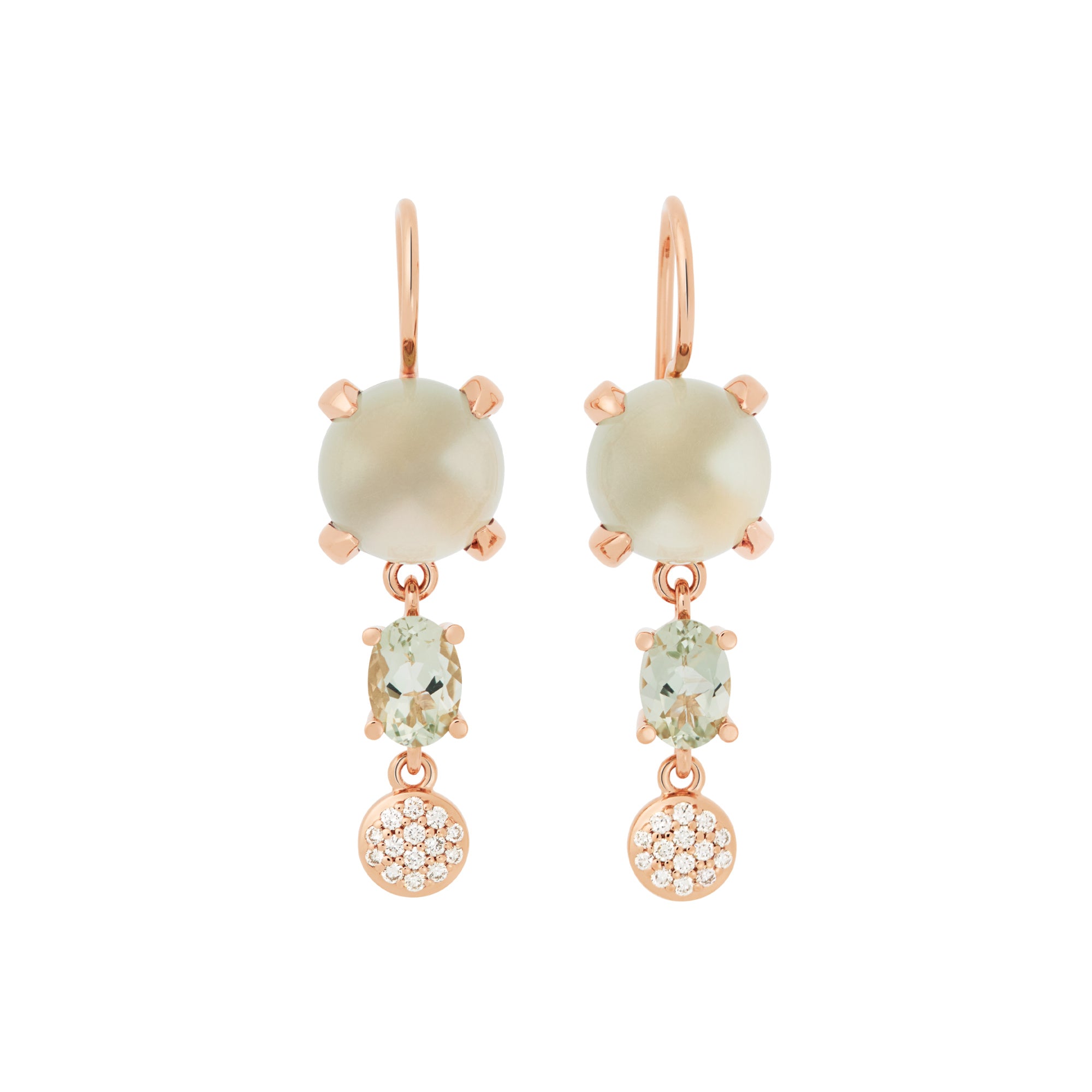 Bron Catch Ohrschmuck (8OR4891LQCLQBR) aus Roségold mit Diamant und Quarz