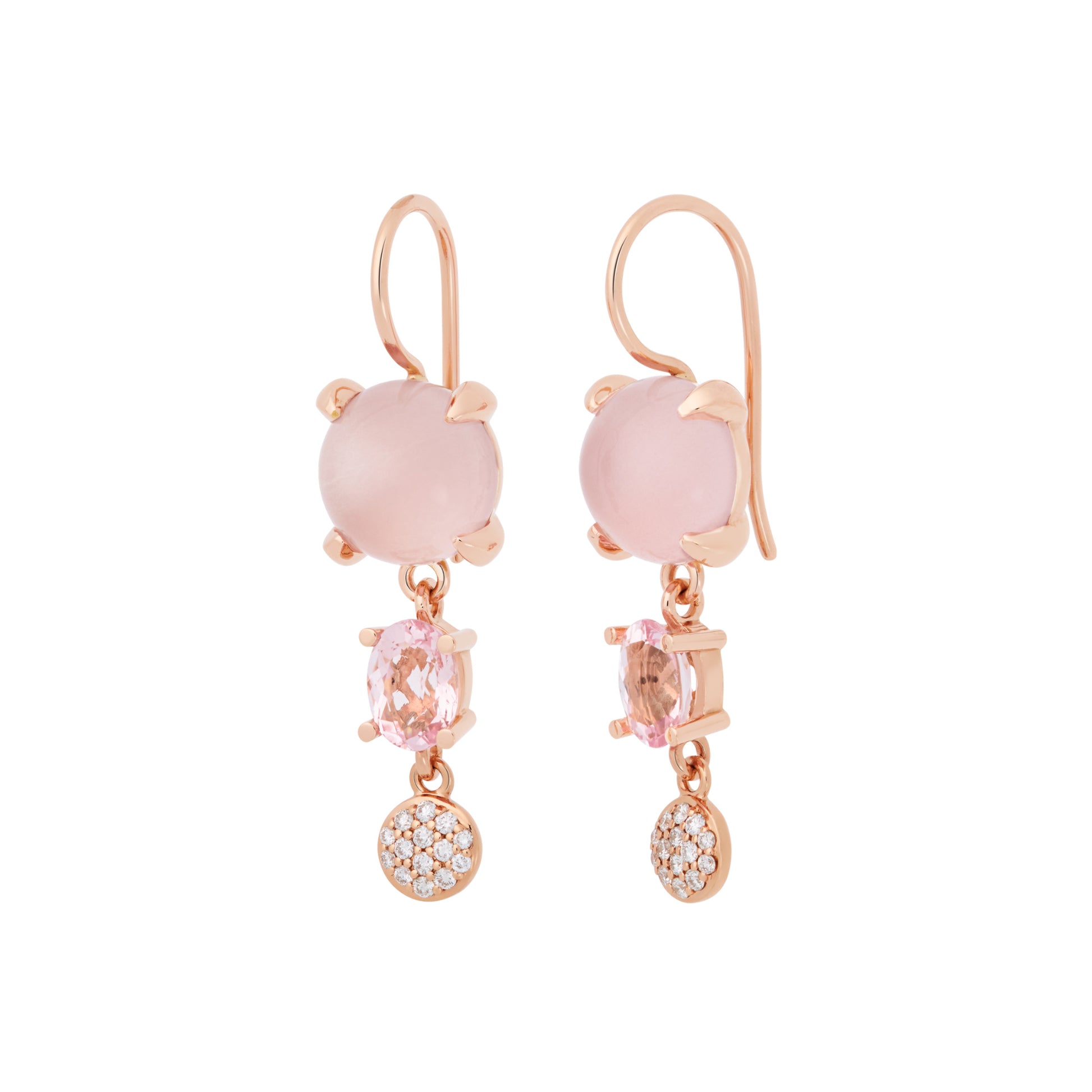 Catch Ohrschmuck, Roségold • Diamant • Rosenquarz von Bron (8OR4891RQCRBBR)