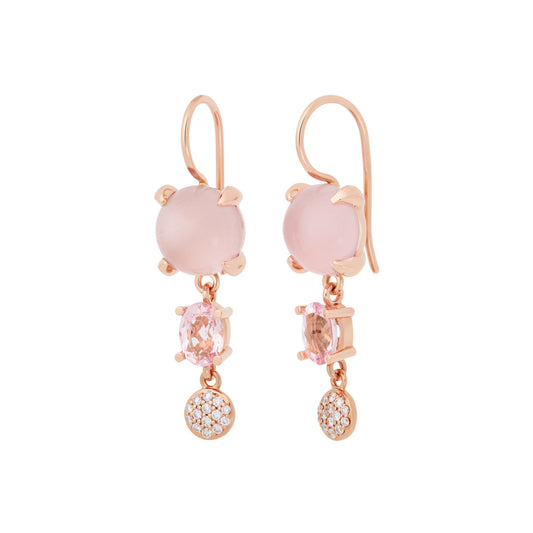 Catch Ohrschmuck, Roségold • Diamant • Rosenquarz von Bron (8OR4891RQCRBBR)
