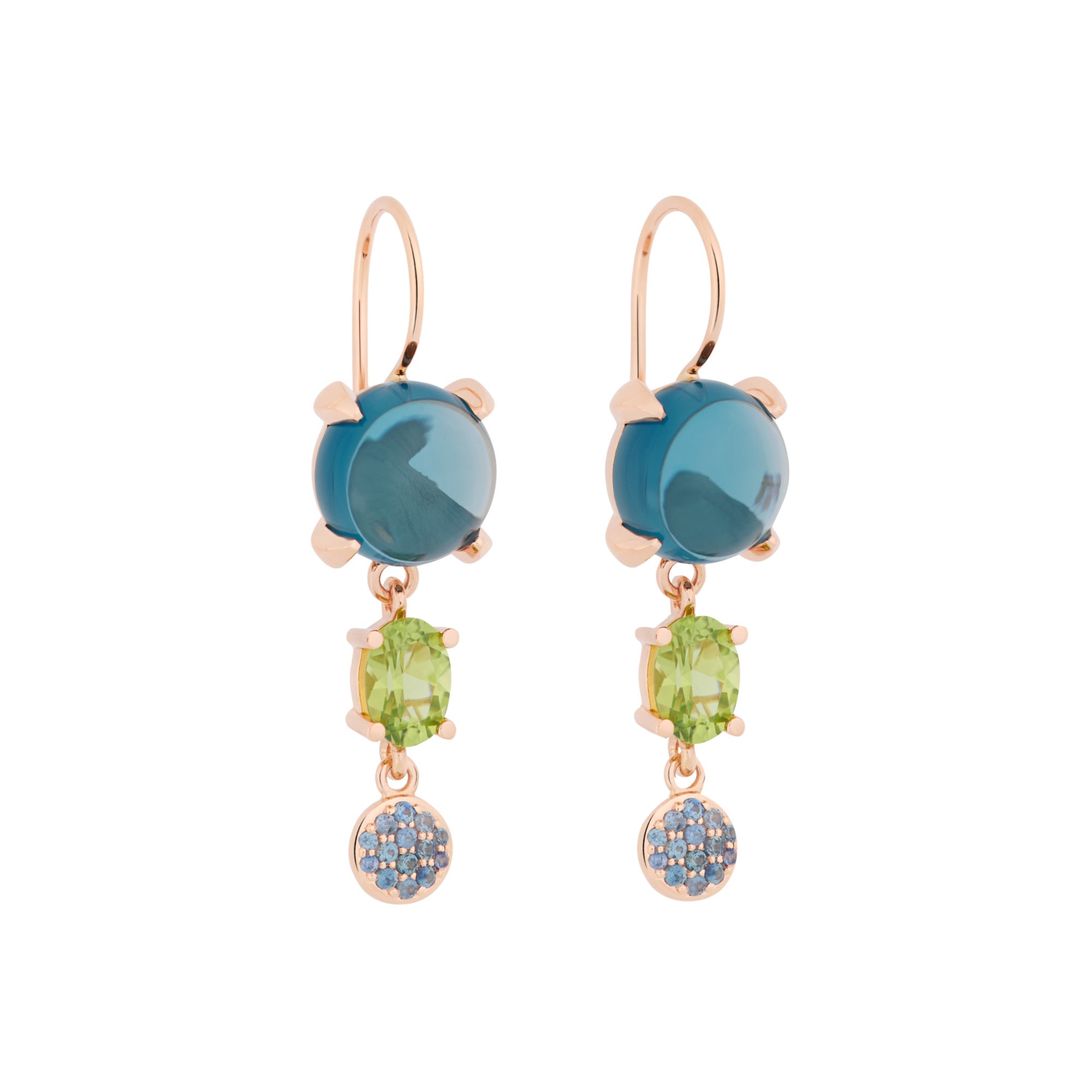 Bron Catch Ohrschmuck (8OR4891TLCPENK) aus Roségold mit Peridot, Saphir und Topas