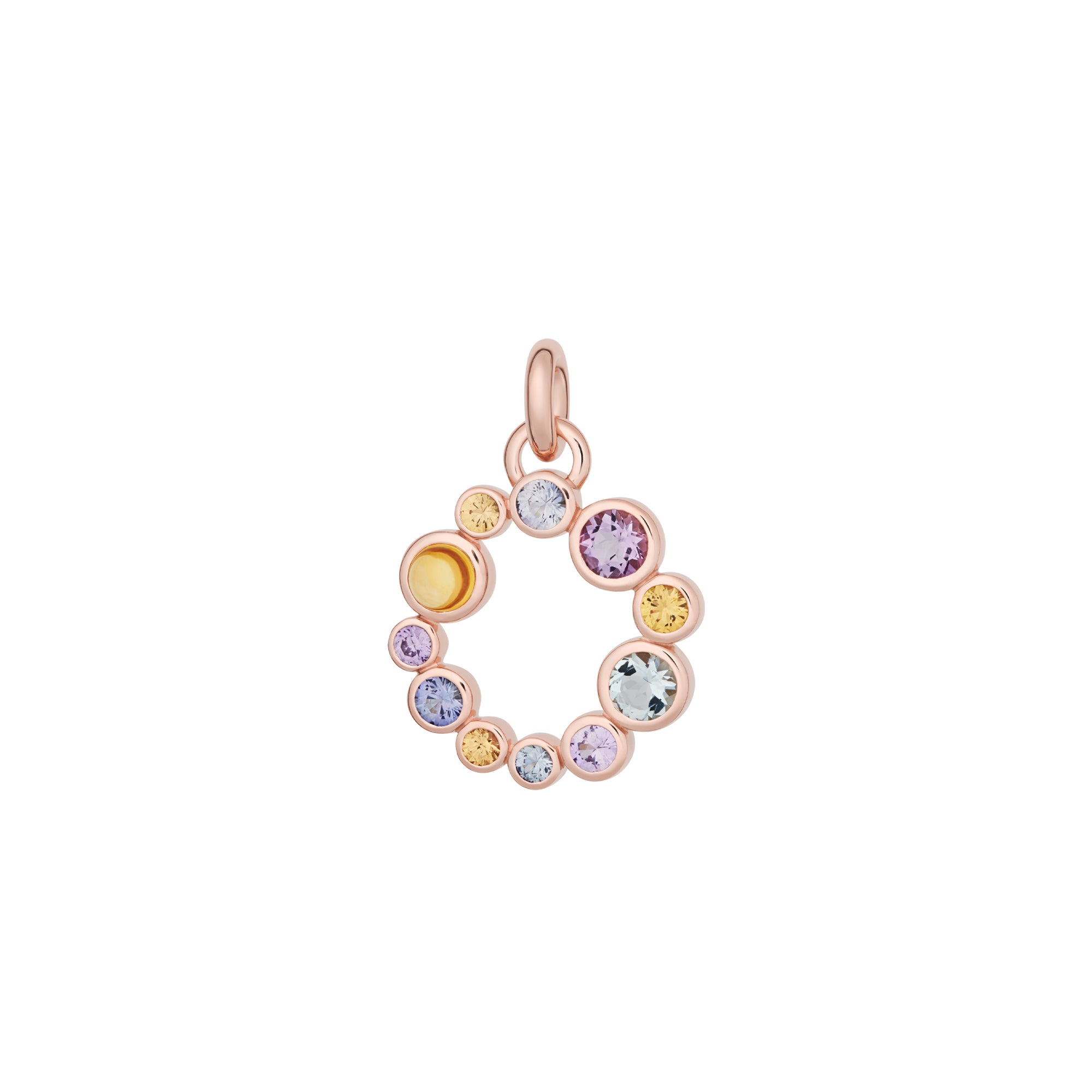 Bron Confetti Anhänger (8HR3437MKAMAQCI) aus Roségold mit Amethyst, Aquamarin, Citrin und Saphir