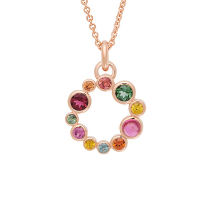 Bron Confetti Anhänger (8HR3437MKMT) aus Roségold mit Saphir und Turmalin