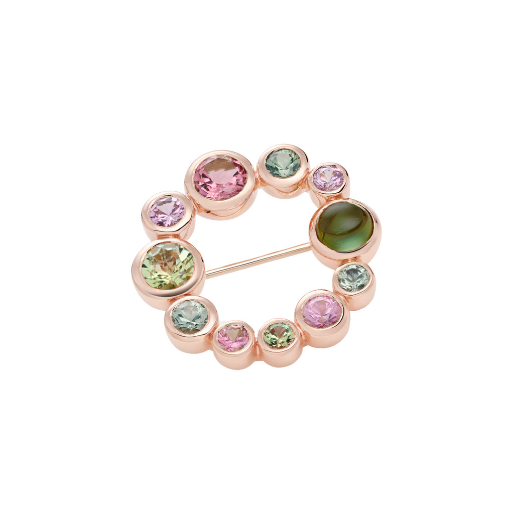 Bron Confetti Brosche - 8BR1281MKMT/1 (1) aus Roségold mit Saphir und Turmalin