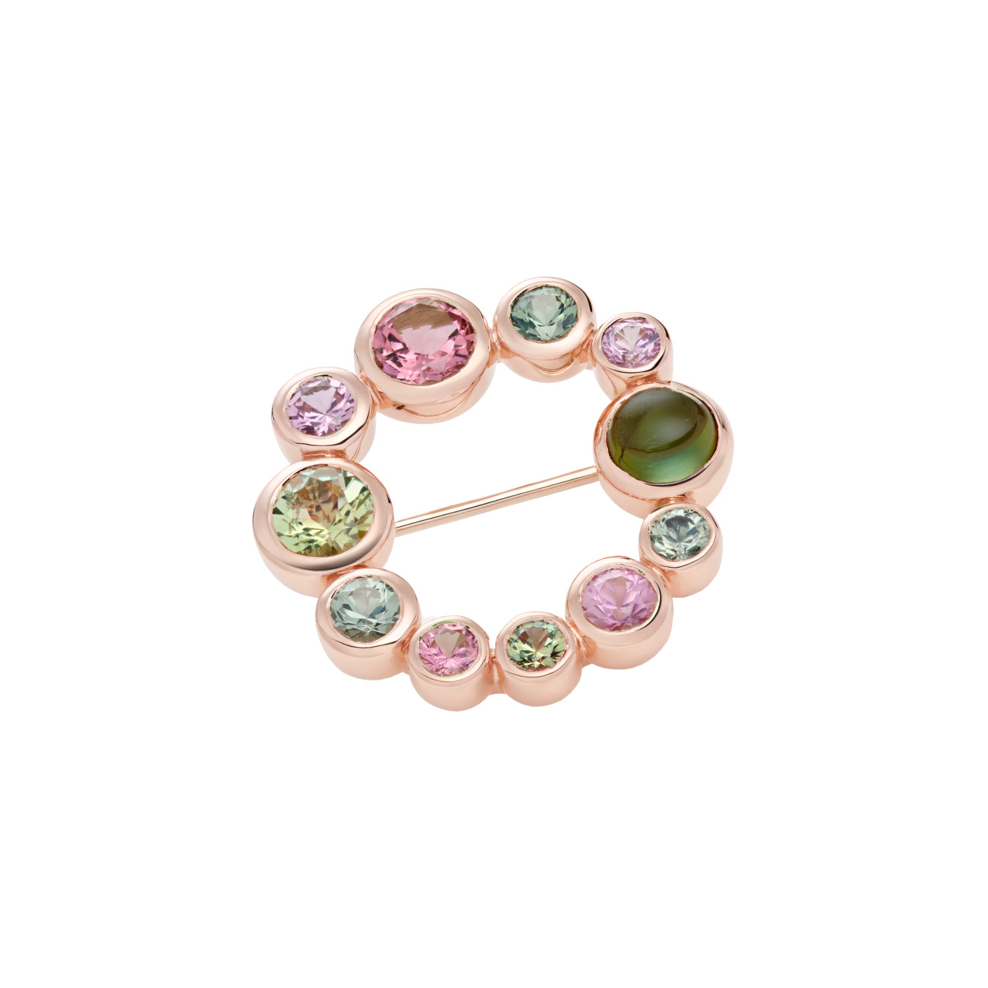 Bron Confetti Brosche - 8BR1281MKMT/1 (1) aus Roségold mit Saphir und Turmalin