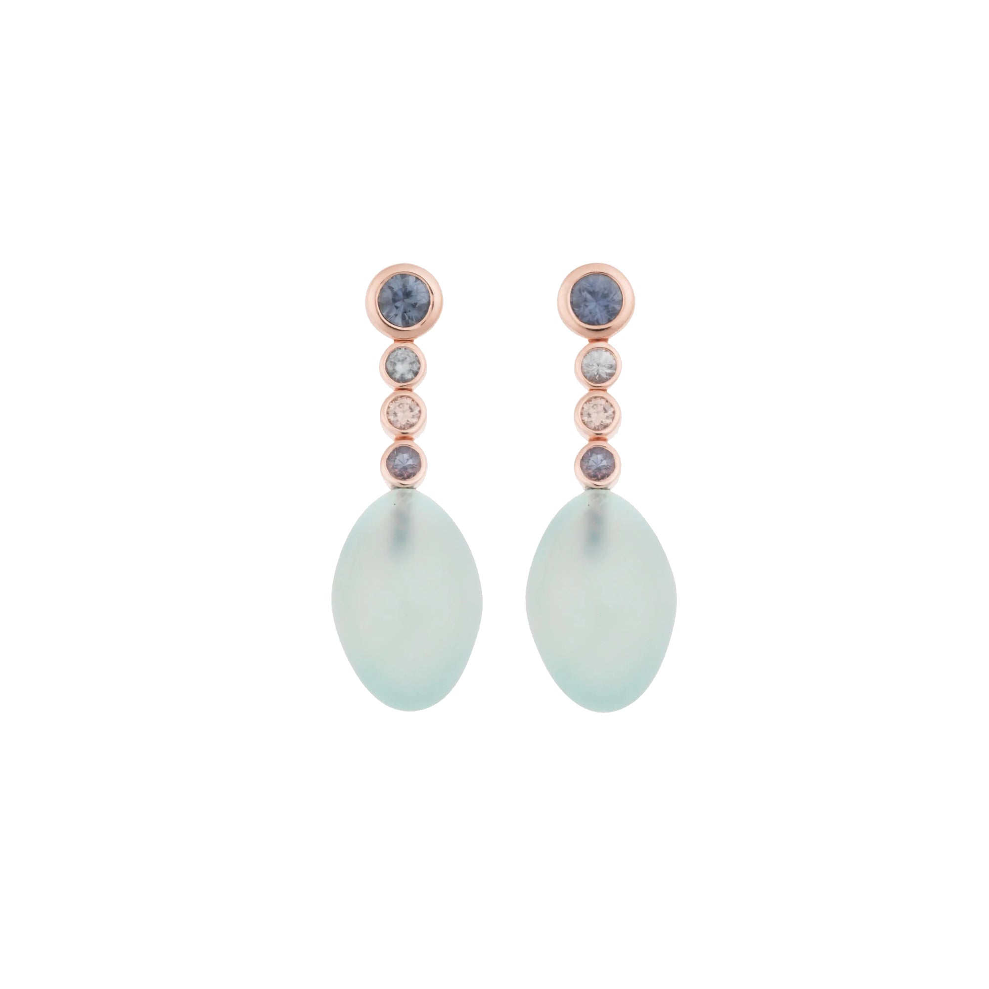 Bron Confetti Ohrschmuck (8OR4814DAWNGCRD) aus Roségold mit Diamant, Chalcedon und Saphir