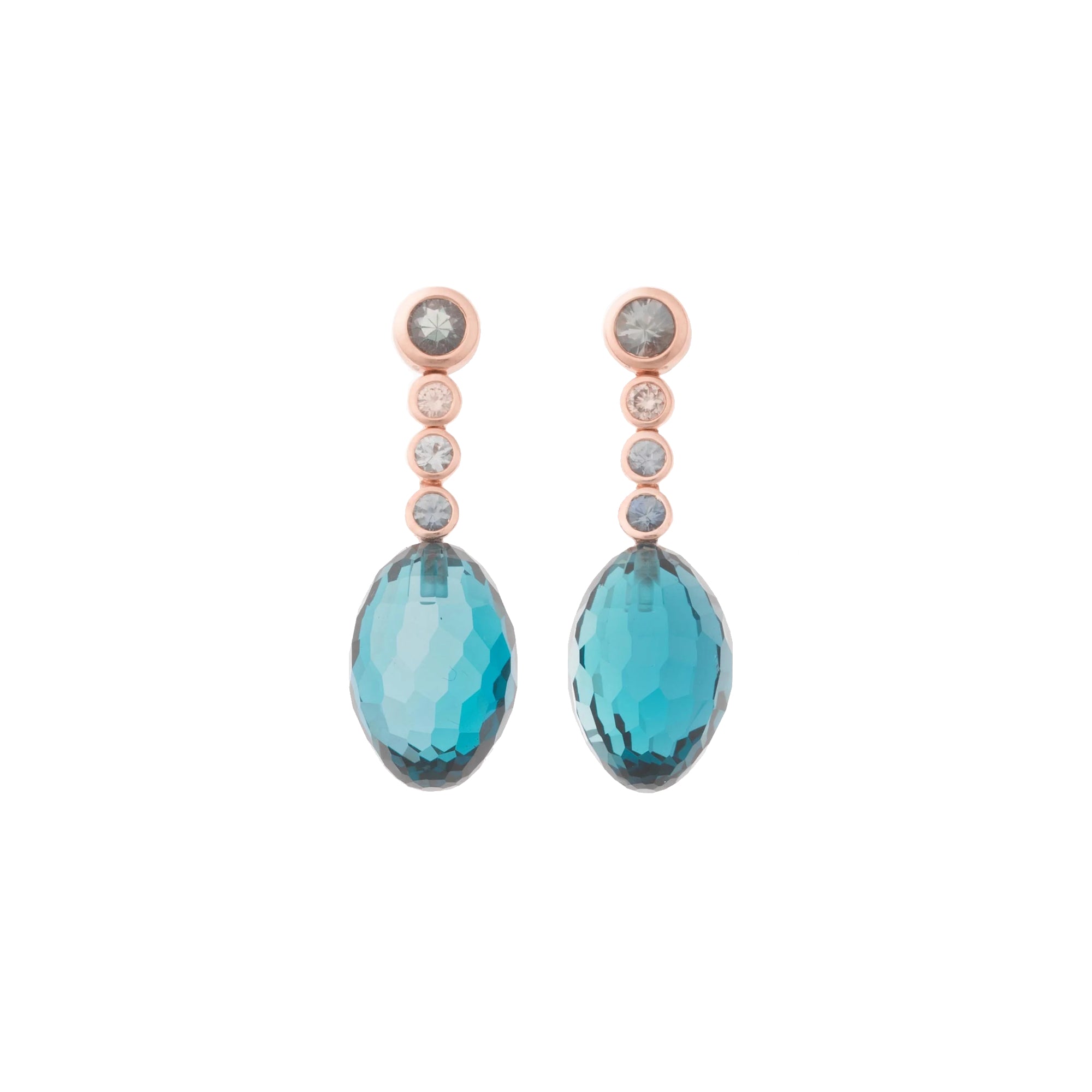 Bron Confetti Ohrschmuck (8OR4814SILKTLRD) aus Roségold mit Diamant, Saphir und Topas