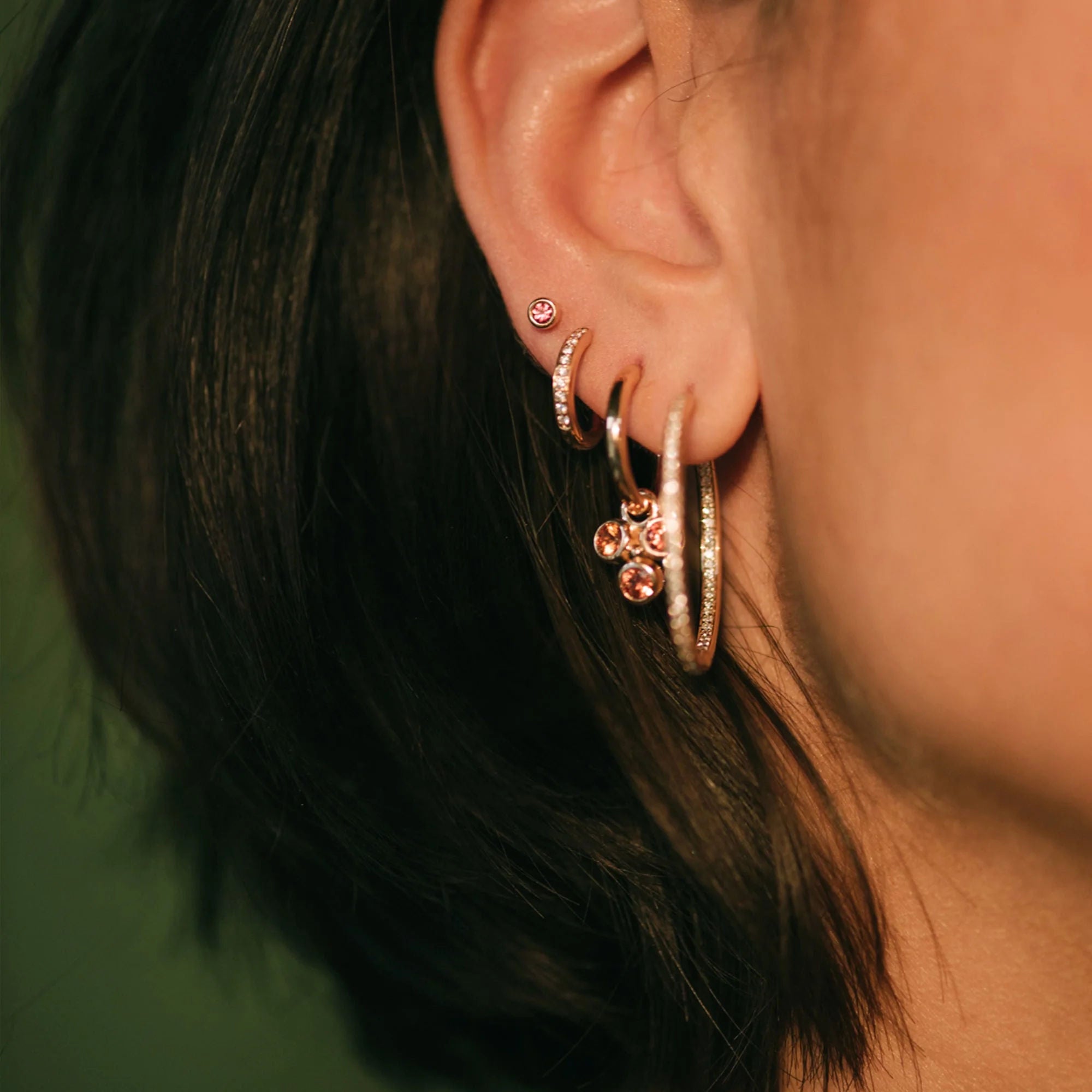 Bron Confetti Ohrschmuck (8OR4870OK-SET) aus Roségold mit Diamant und Saphir