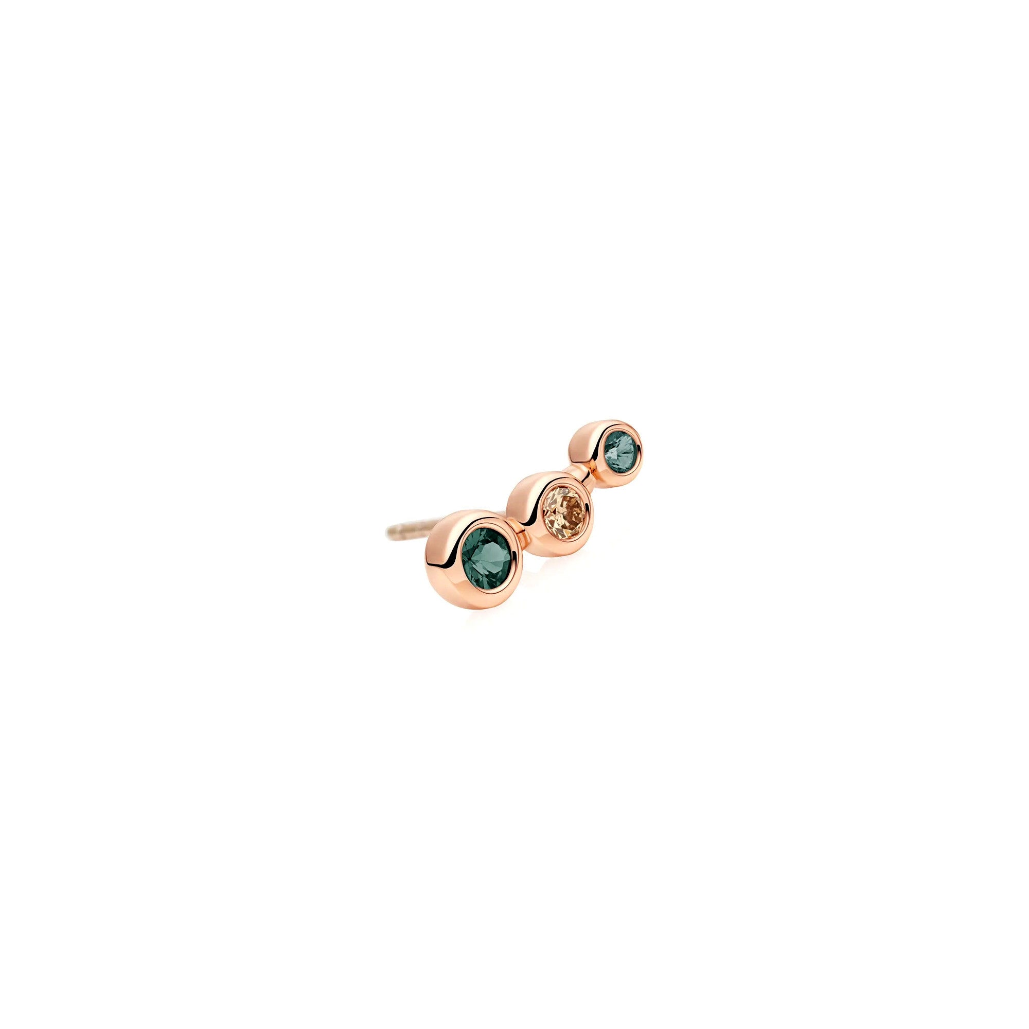 Bron Confetti Ohrstecker (8OR4874PKCBR-R) aus Roségold mit Diamant und Saphir