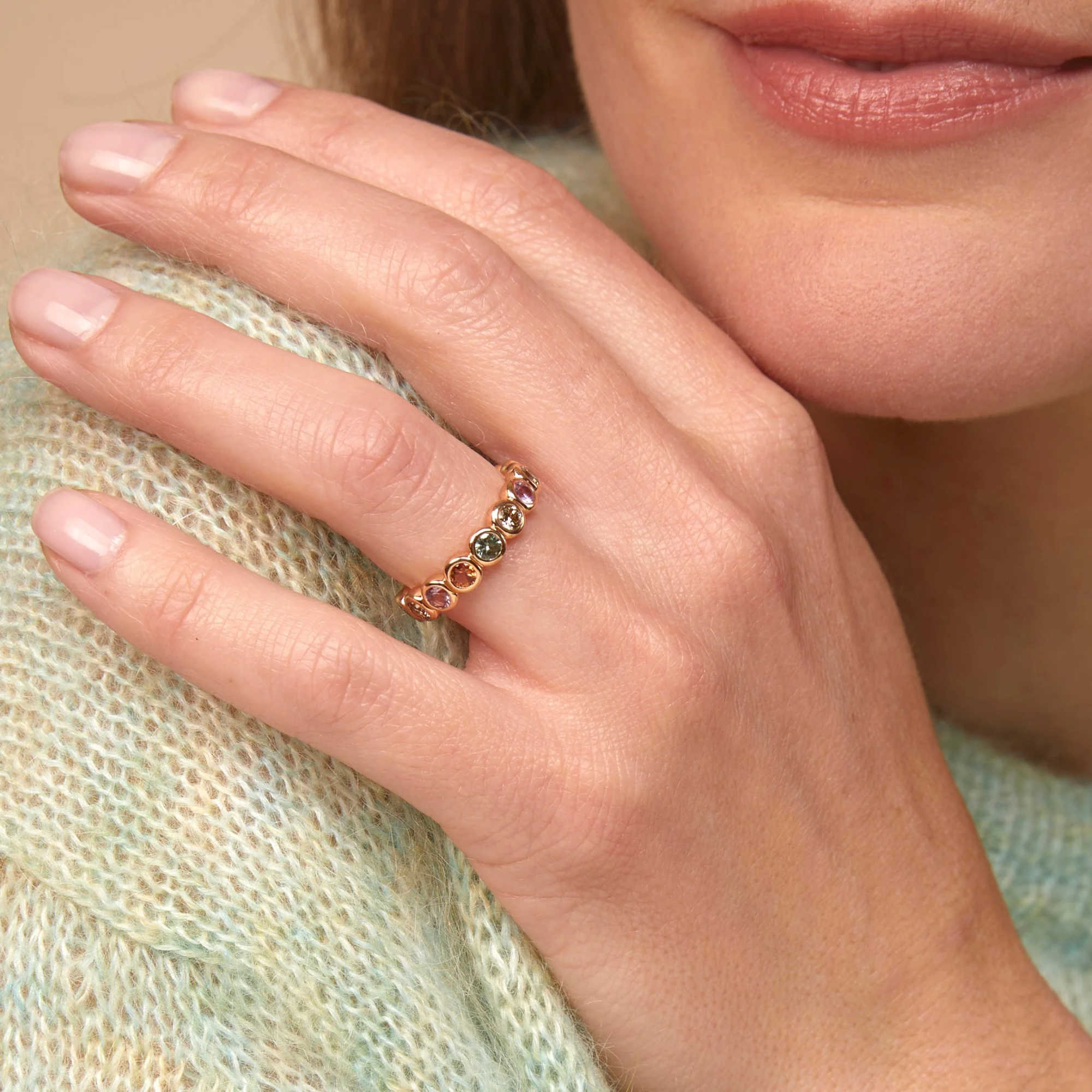 Bron Confetti Ring (8RR4872ZEST) aus Roségold mit Saphir