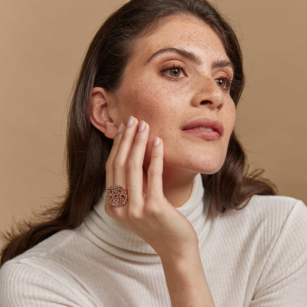 Bron Confetti Ring - 8RR4906BRXMK/2 (2) aus Roségold mit Diamant und Saphir