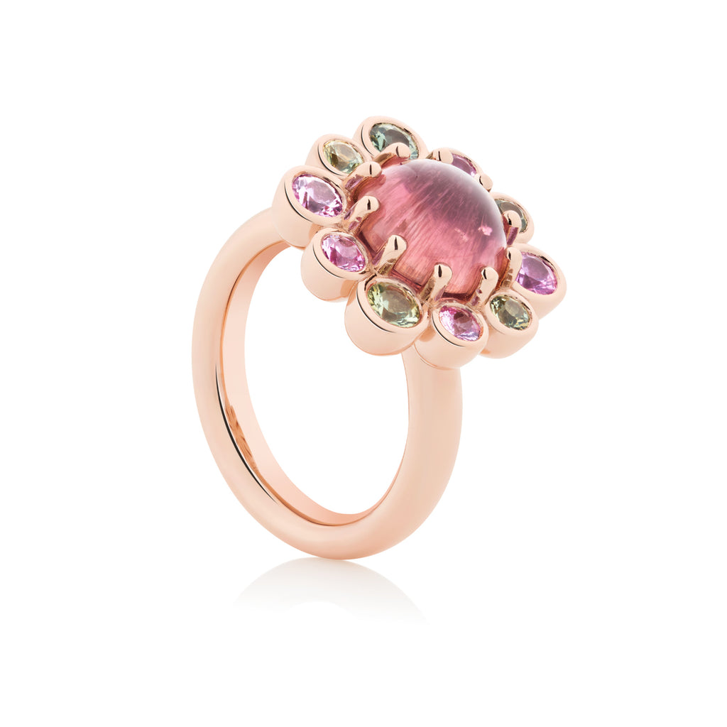 Bron Confetti Ring - 8RR4940RTCMK/1 (1) aus Roségold mit Saphir und Turmalin