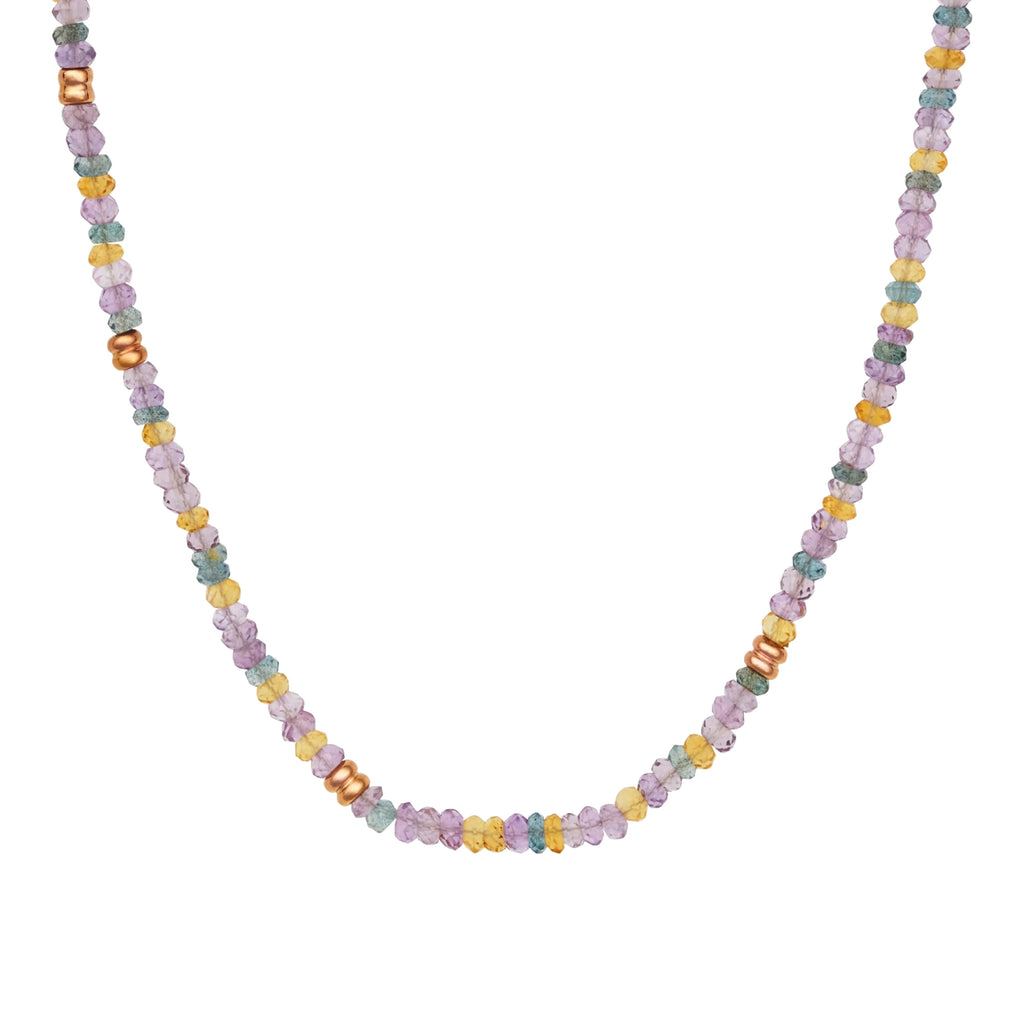 Bron Edelstein Halskette (8CR4417LIGHT) aus Roségold mit Amethyst, Aquamarin und Citrin