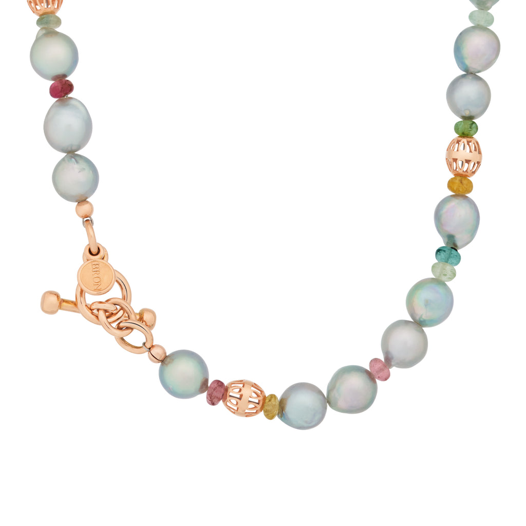 Bron Akoya Perlenkette (8CR4452AKB7MT) aus Roségold mit Turmalin