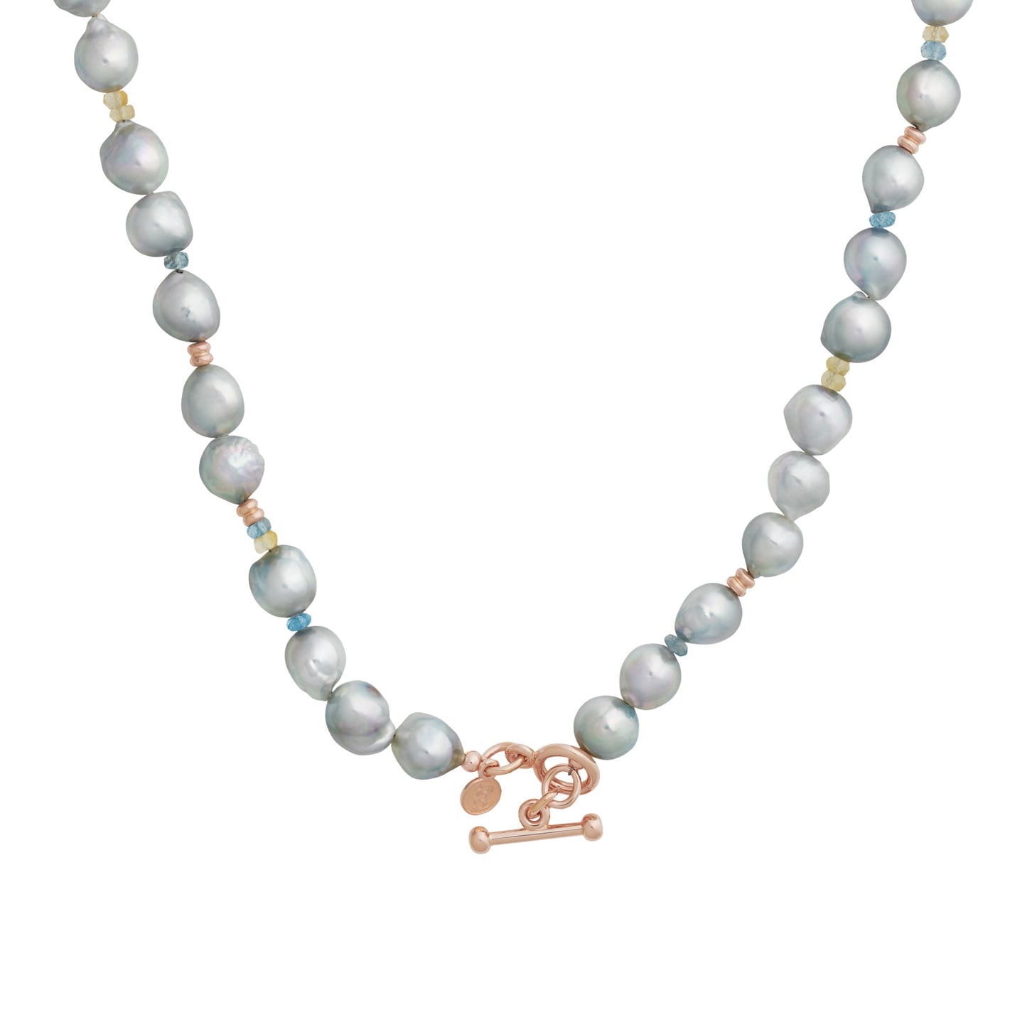 Halskette, Roségold • Aquamarin • Citrin von Bron (8CR4416AKB9AQCI)