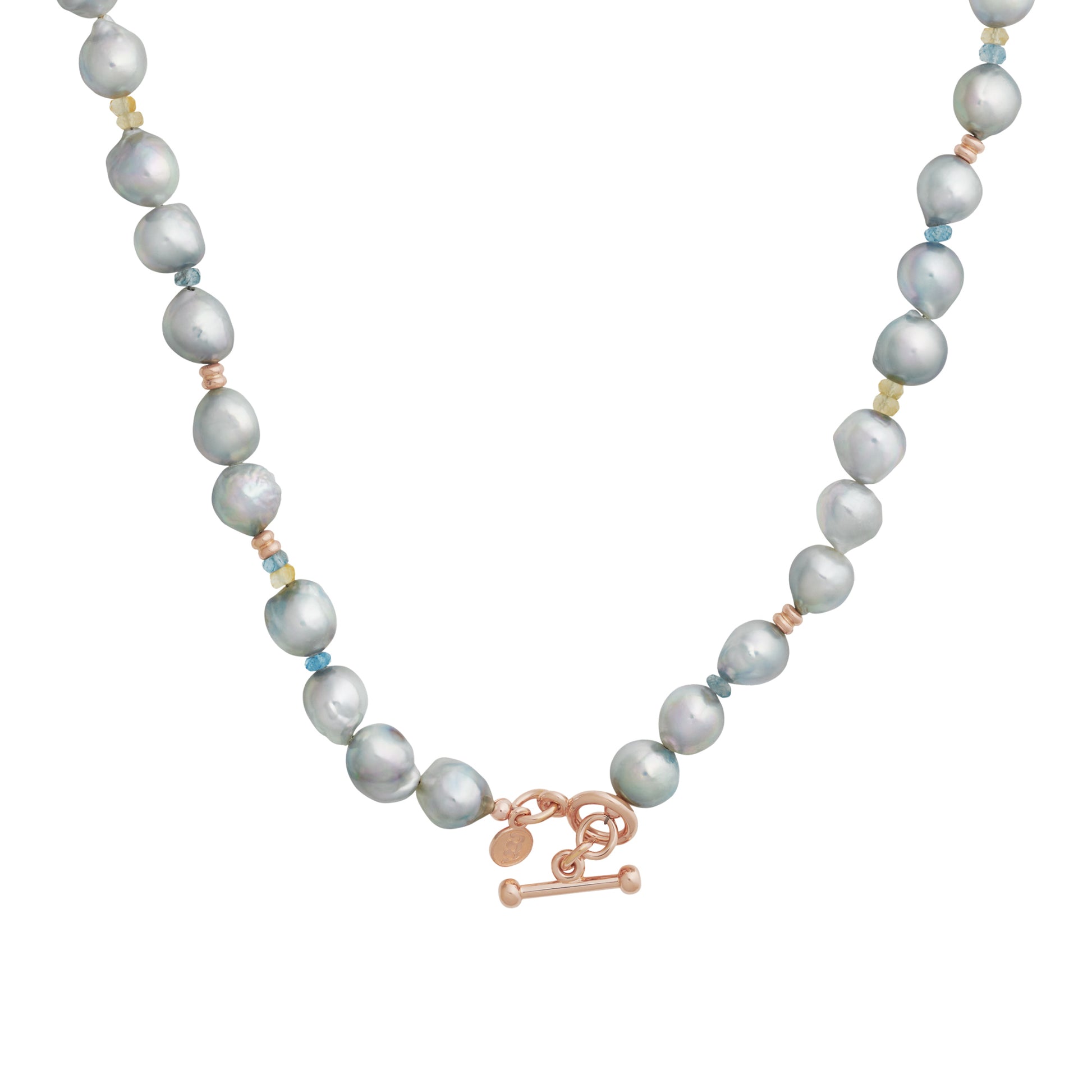 Halskette, Roségold • Aquamarin • Citrin von Bron (8CR4416AKB9AQCI)