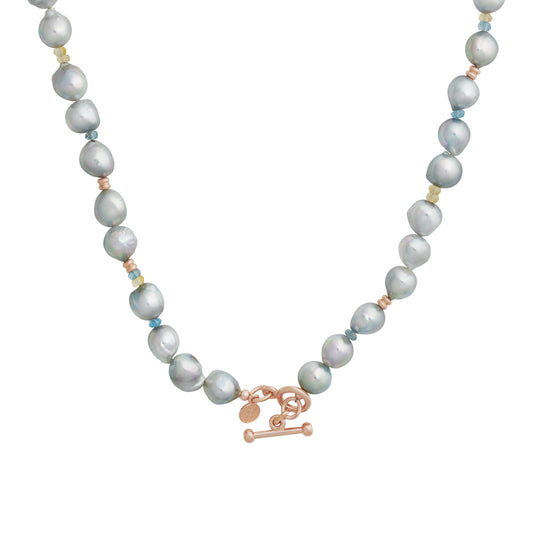 Halskette, Roségold • Aquamarin • Citrin von Bron (8CR4416AKB9AQCI)