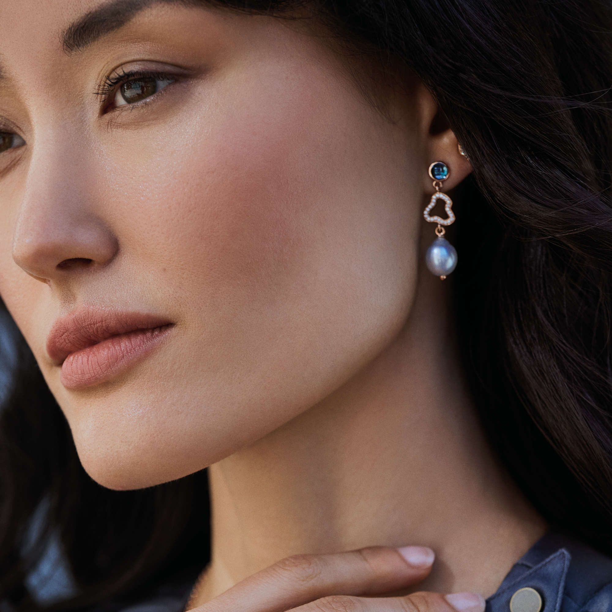 Bron Joy Cloud Ohrschmuck (8OR4920TLCBRZZB9) aus Roségold mit Diamant und Topas