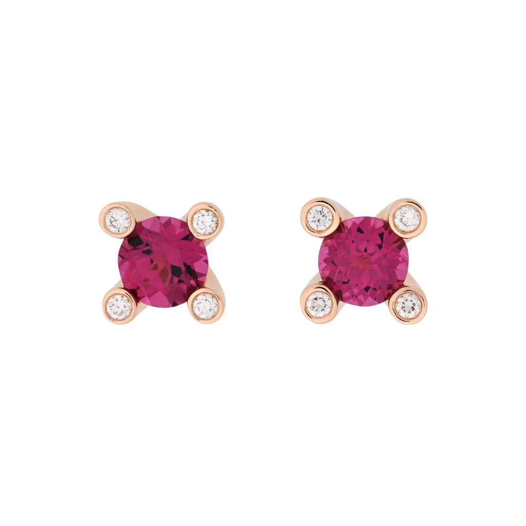 Bron Lux Ohrstecker (8OR4750RHBR) aus Roségold mit Diamant und Rhodolith