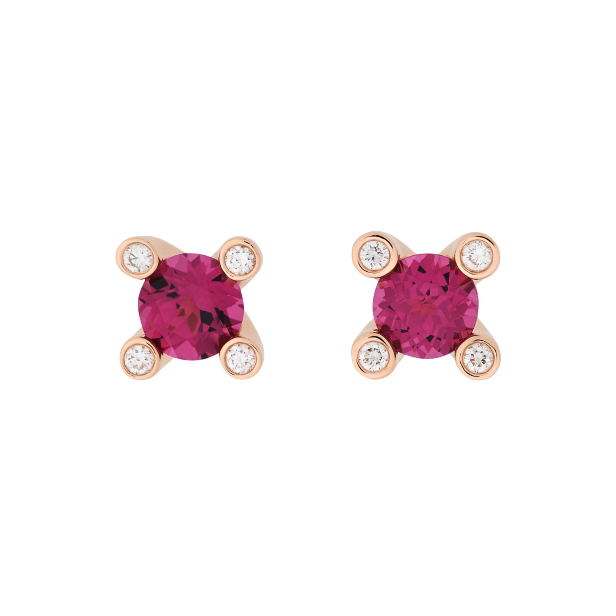 Bron Lux Ohrstecker (8OR4750RHBR) aus Roségold mit Diamant und Rhodolith