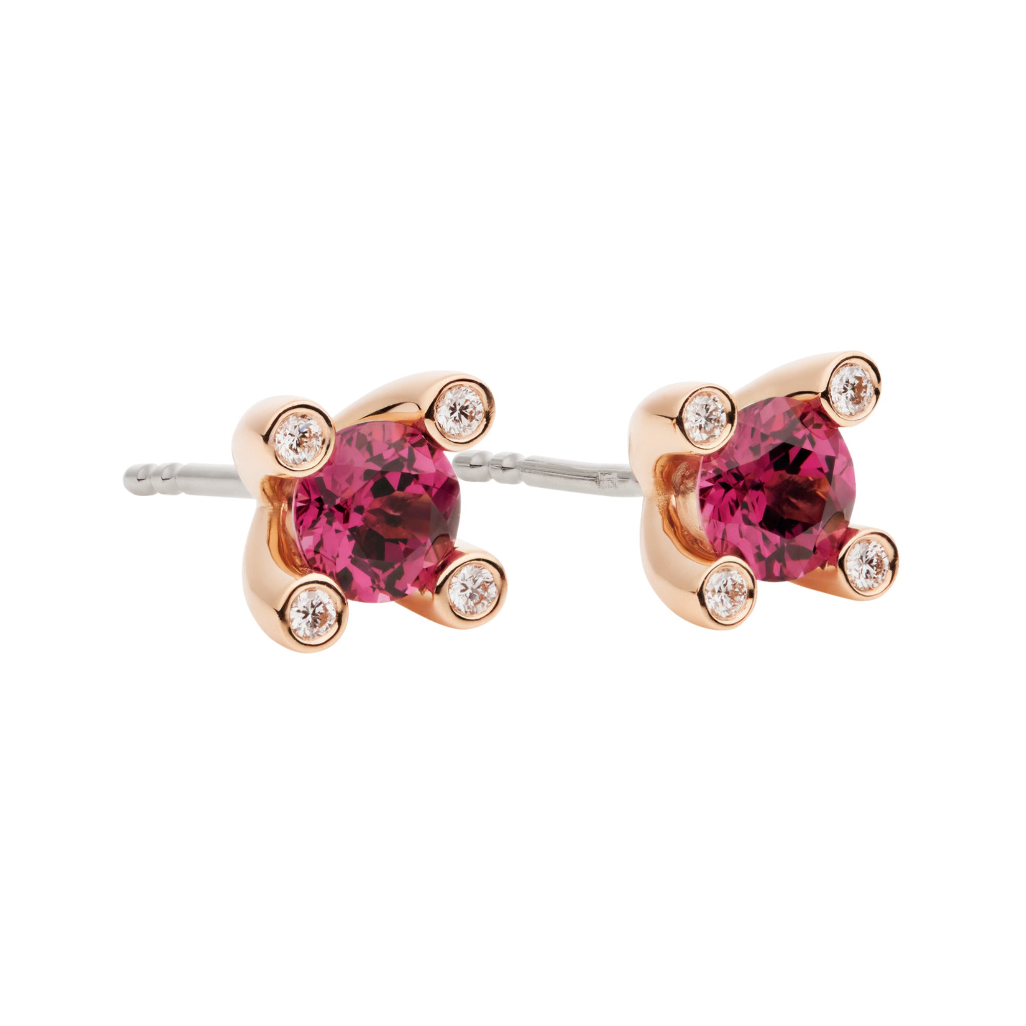 Bron Lux Ohrstecker (8OR4750RHBR) aus Roségold mit Diamant und Rhodolith