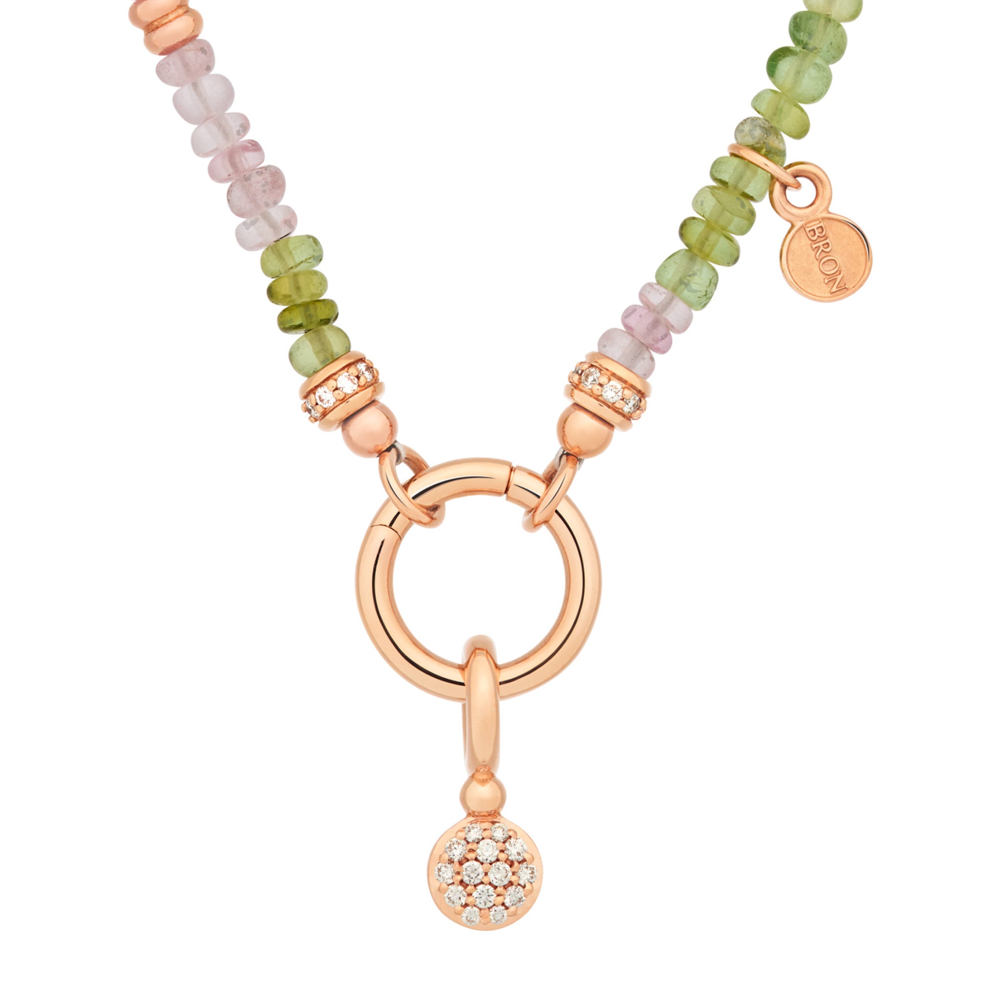 Bron Mira Mira Anhänger mit Halskette - 8CR4448MTBR/45 (45) aus Roségold mit Diamant und Turmalin