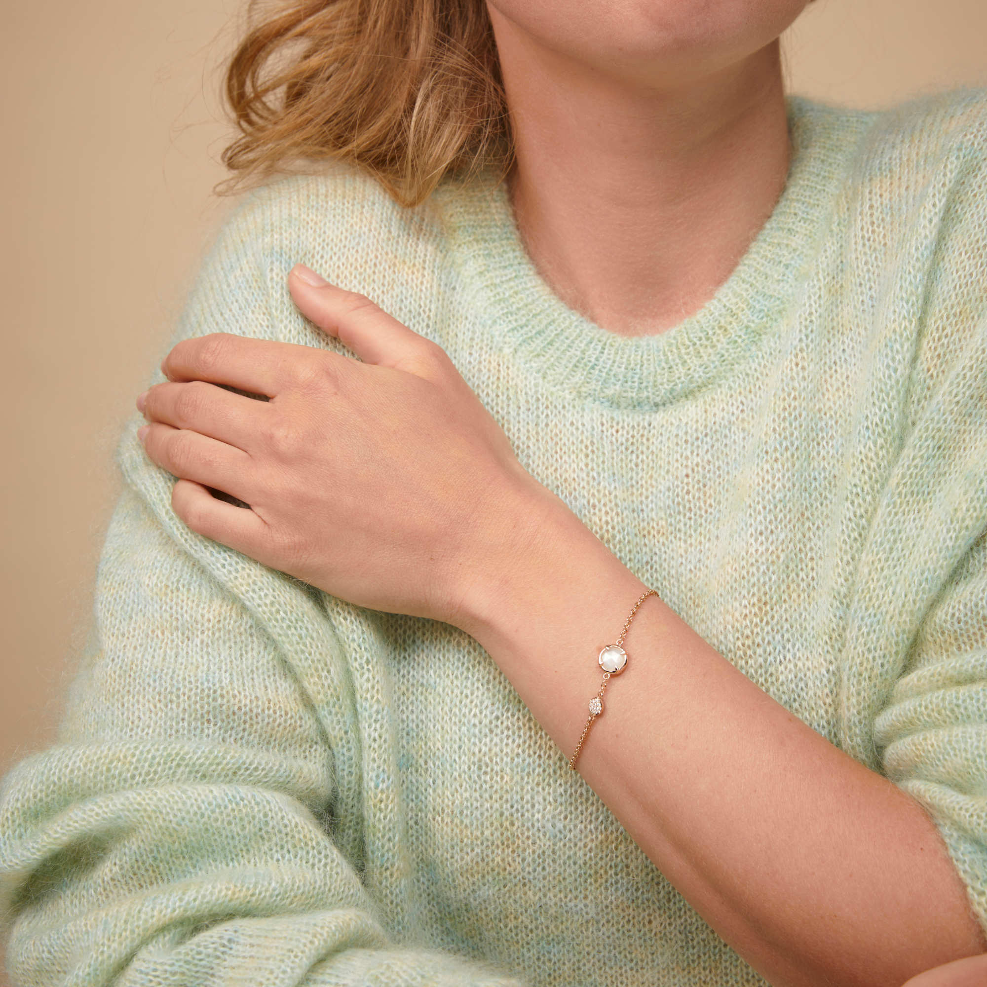 Bron Mira Mira Armband (8AR4021MWBBRRK2) aus Roségold mit Diamant, Mondstein und Saphir