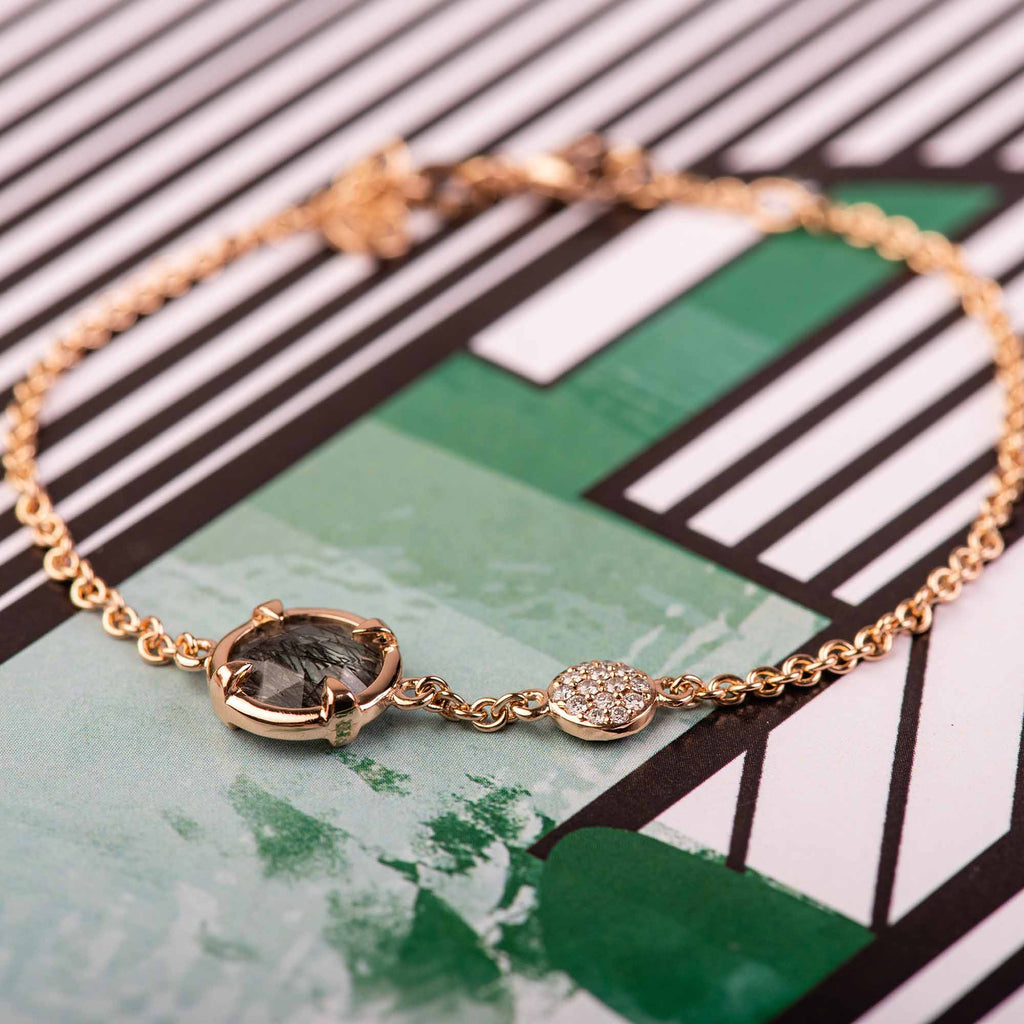 Bron Mira Mira Armband (8AR4021QBBBRZK) aus Roségold mit Diamant, Rutilquarz und Saphir