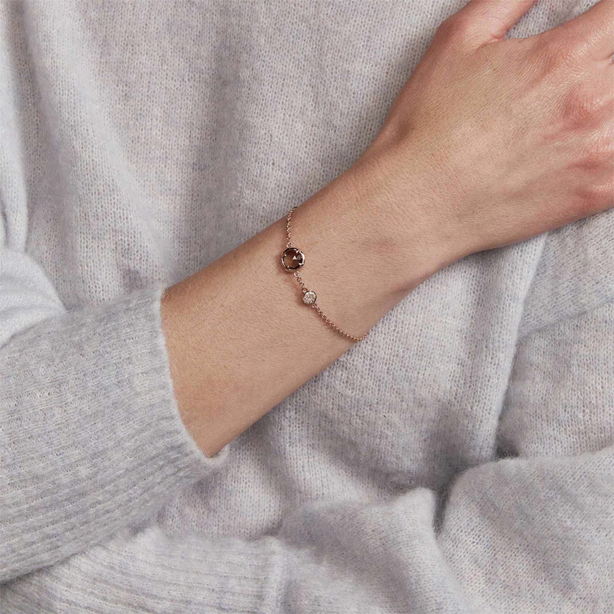 Bron Mira Mira Armband (8AR4021SQBCBRIBR) aus Roségold mit Diamant und Rauchquarz