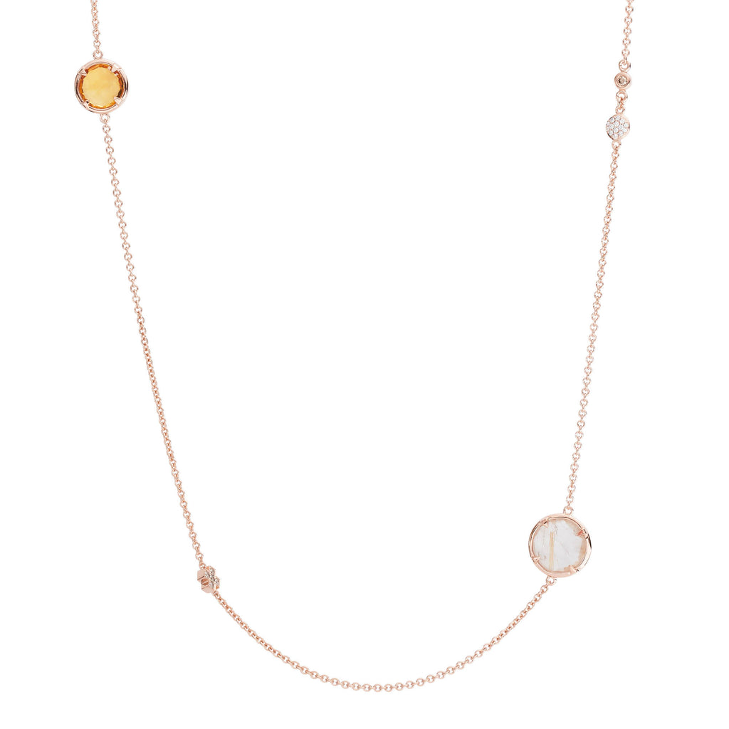 Bron Mira Mira Halskette (8CR4429DAY) aus Roségold mit Citrin, Mondstein und Rutilquarz