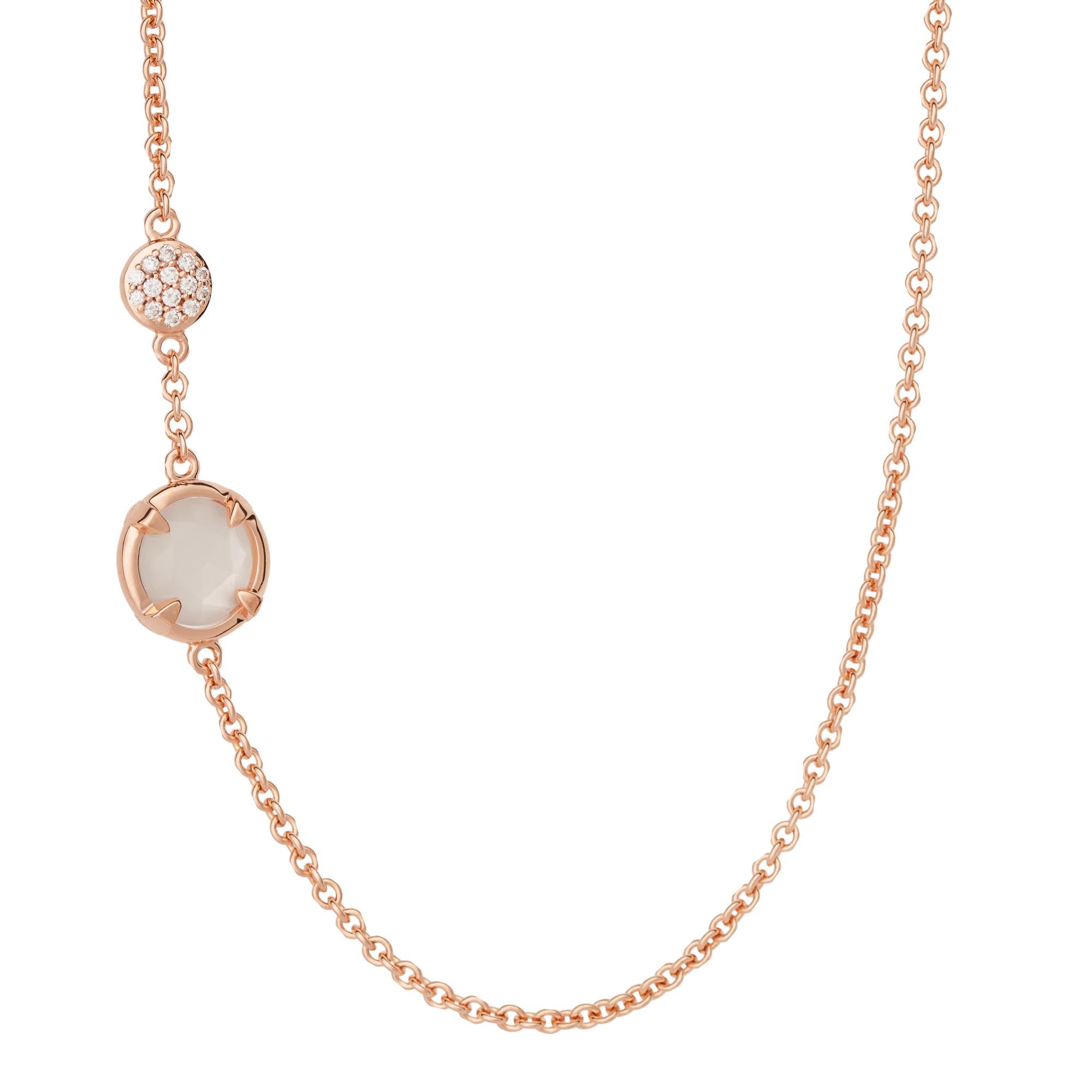 Bron Mira Mira Halskette (8CR4432MWBBRCBR) aus Roségold mit Diamant und Mondstein