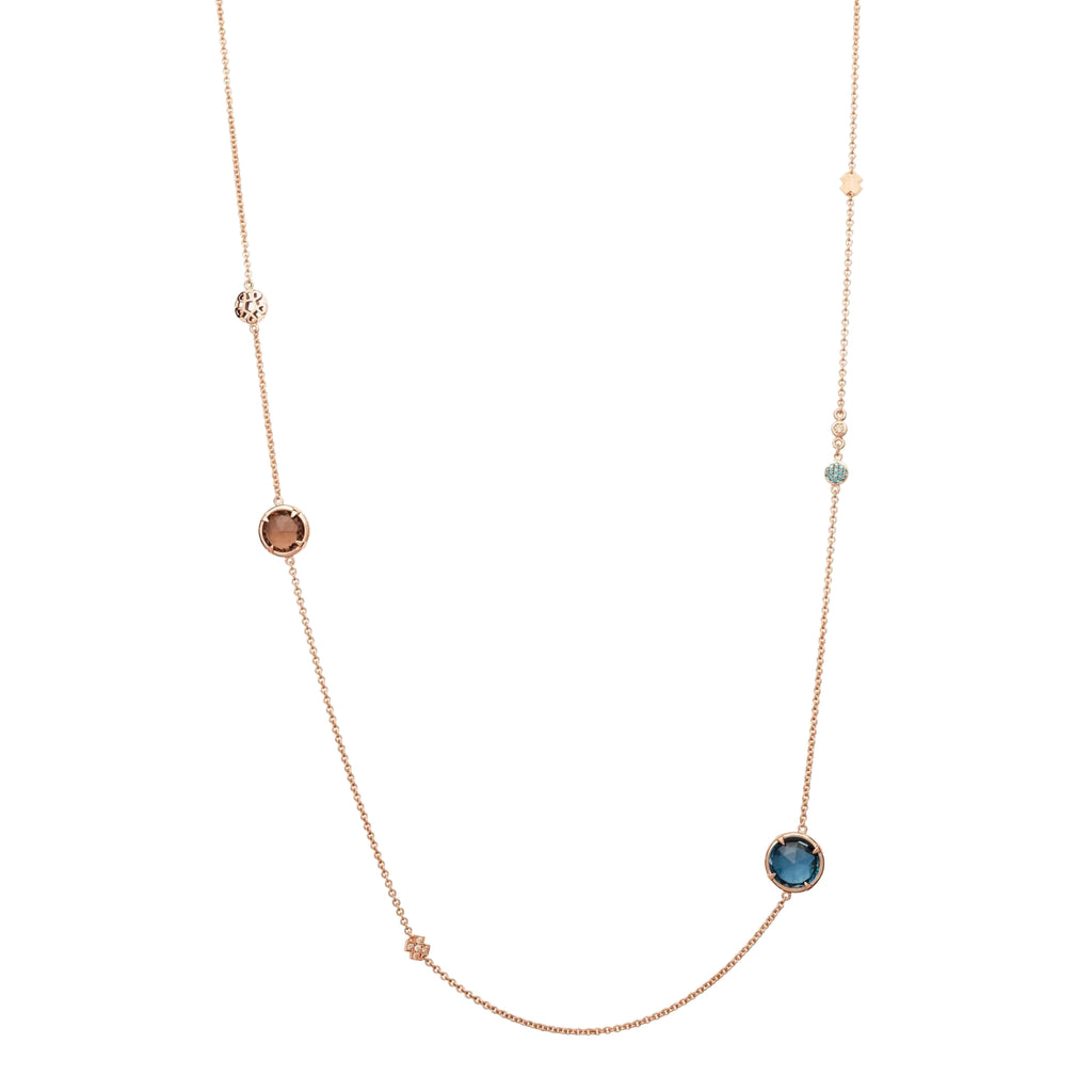 Bron Mira Mira Halskette (8CR4429NIGHT) aus Roségold mit Diamant, Mondstein, Saphir und Topas