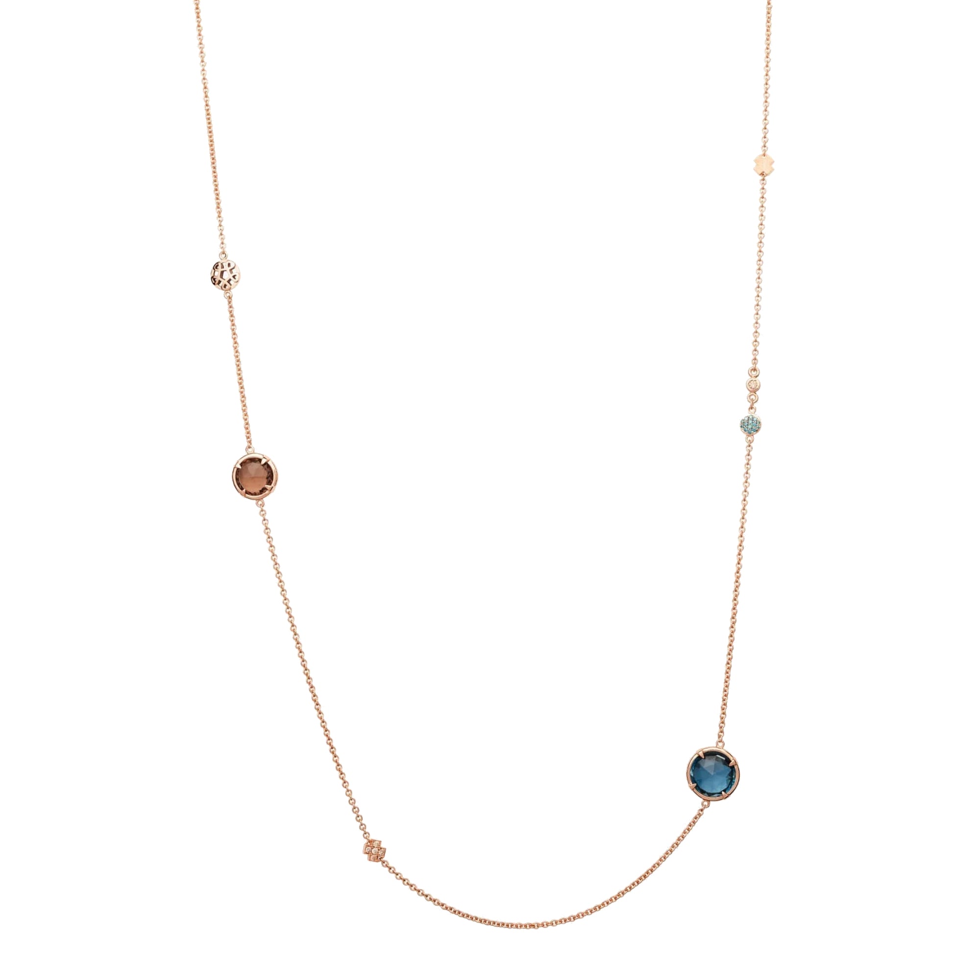 Bron Mira Mira Halskette (8CR4429NIGHT) aus Roségold mit Diamant, Mondstein, Saphir und Topas