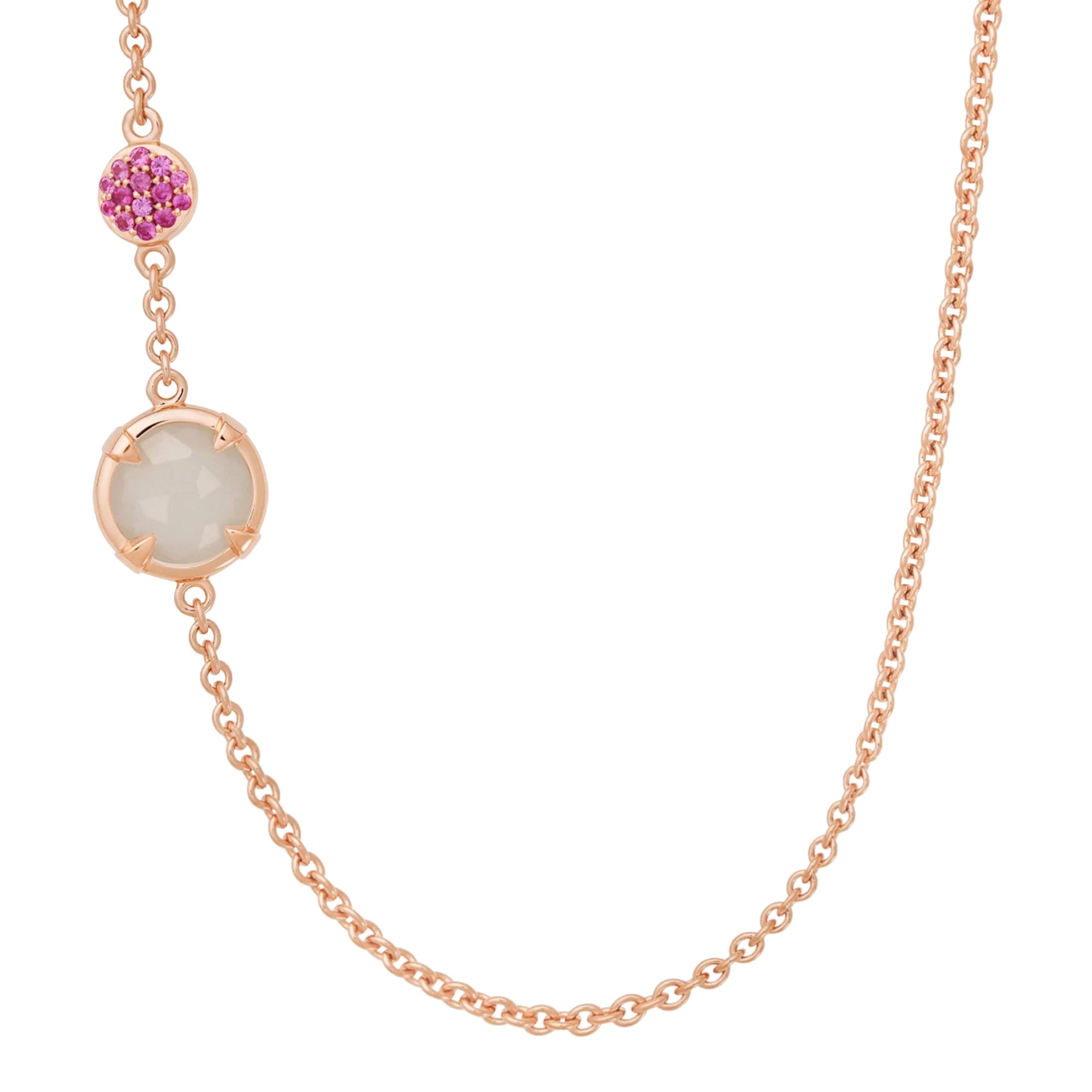 Bron Mira Mira Halskette (8CR4432MWBBRRK2) aus Roségold mit Diamant, Mondstein und Saphir