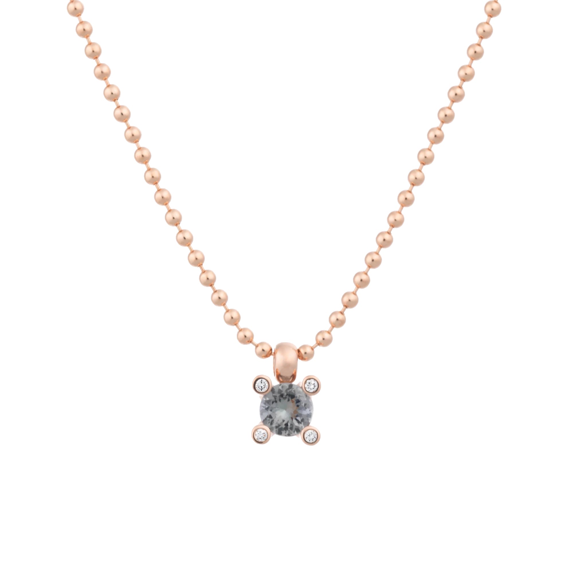 Bron Phlox Anhänger & Halskette (4HR3353TBBR) aus Roségold mit Diamant und Tansanit