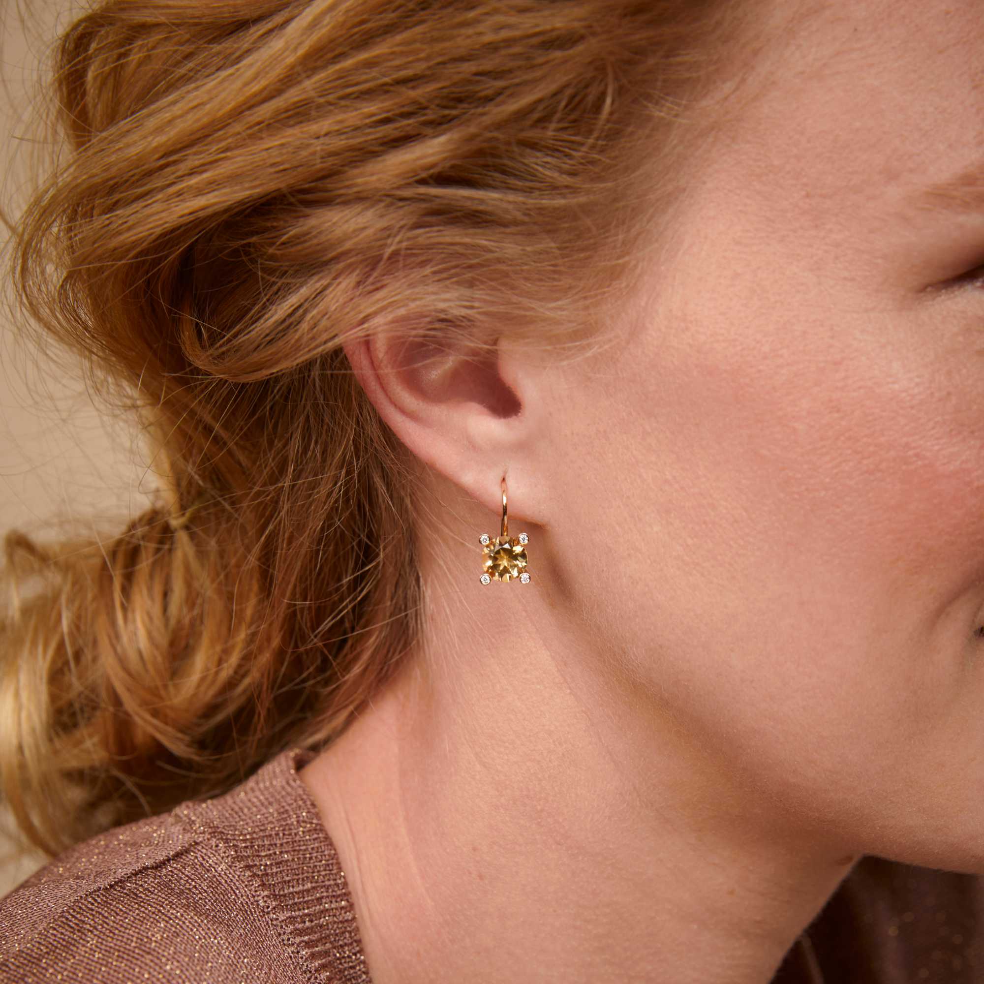 Bron Phlox Ohrschmuck (8OR4755CIBR) aus Roségold mit Diamant und Citrin