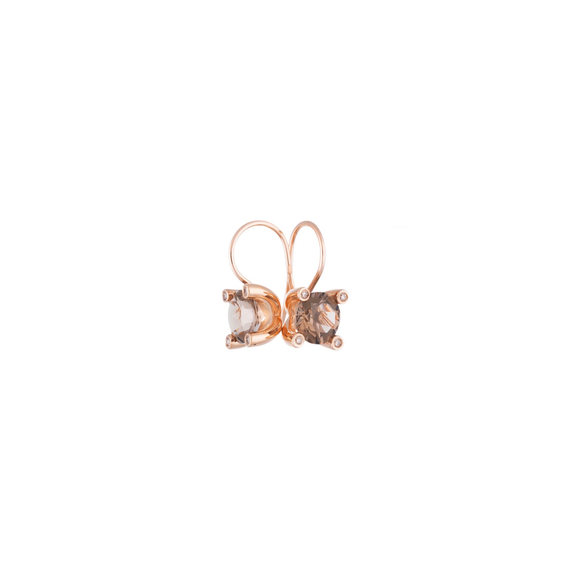 Bron Phlox Ohrschmuck (8OR4755SQCBR) aus Roségold mit Diamant und Rauchquarz