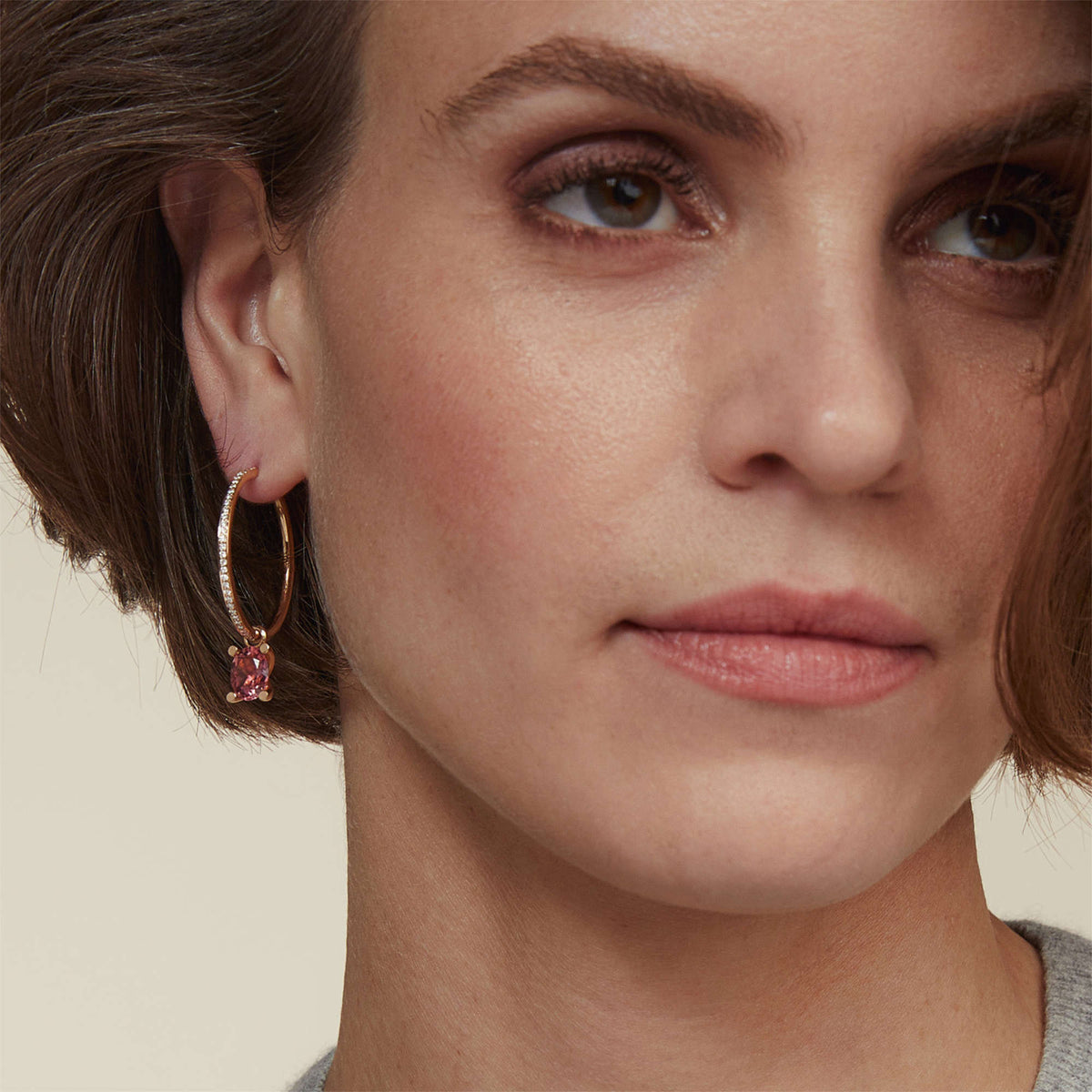 Bron Phlox Ohrschmuck (Einzelstück) (8OR4876RT-SET) aus Roségold mit Diamant und Turmalin