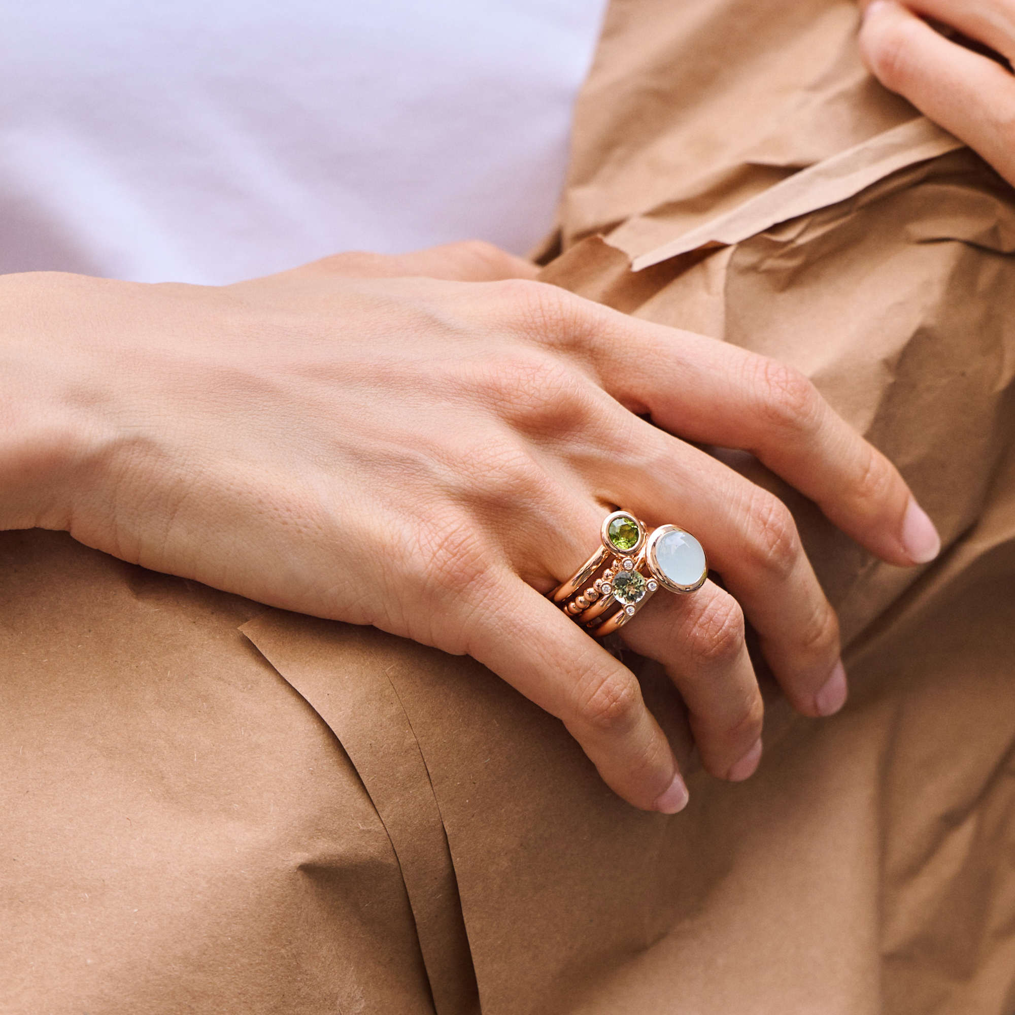 Bron Phlox Ring (4RR4715TBBR) aus Roségold mit Diamant und Tansanit
