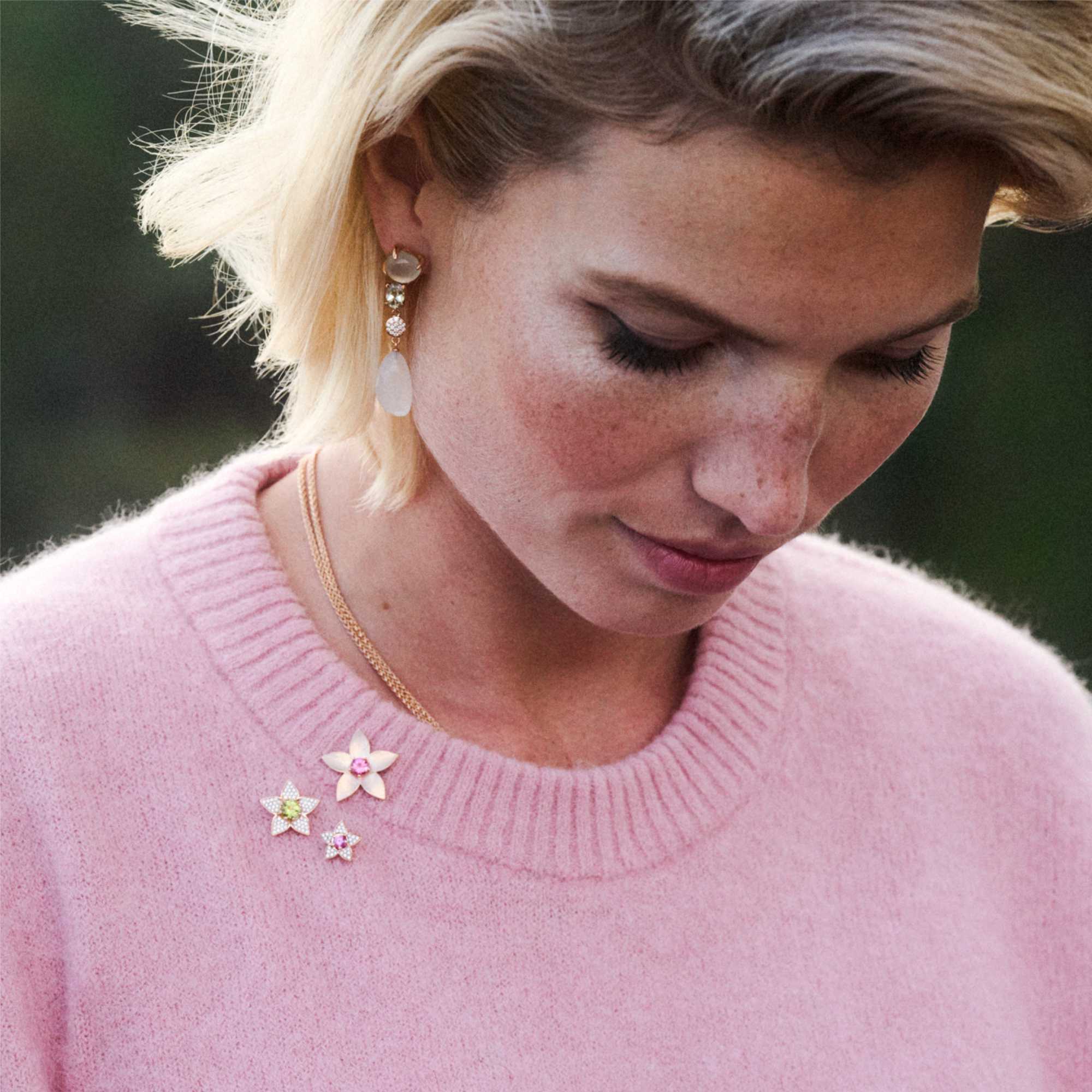 Bron Poppy Brosche (8BR1283GTBR) aus Roségold mit Diamant und Turmalin