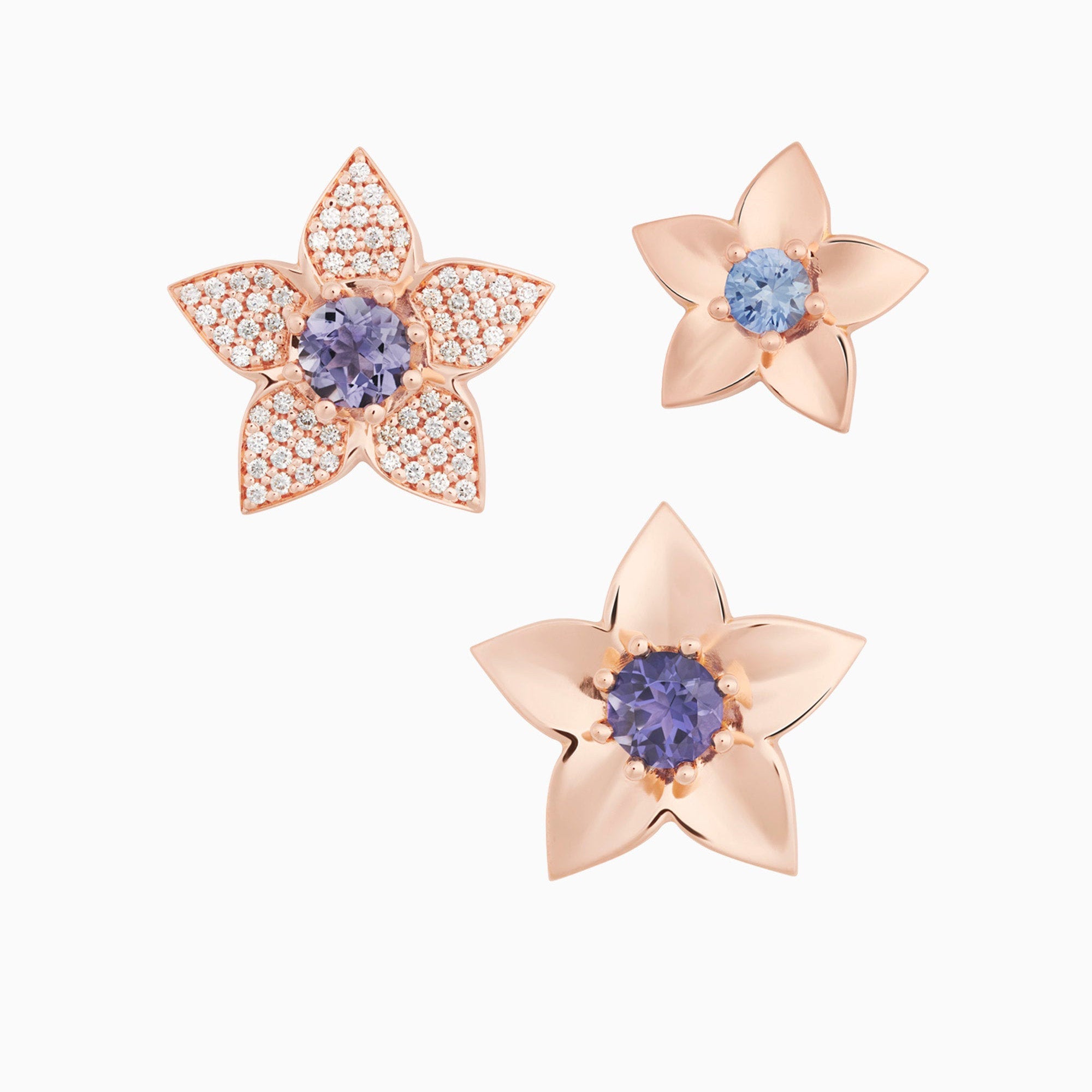 Bron Poppy Brosche (8BR1283IOBR) aus Roségold mit Diamant und Iolith