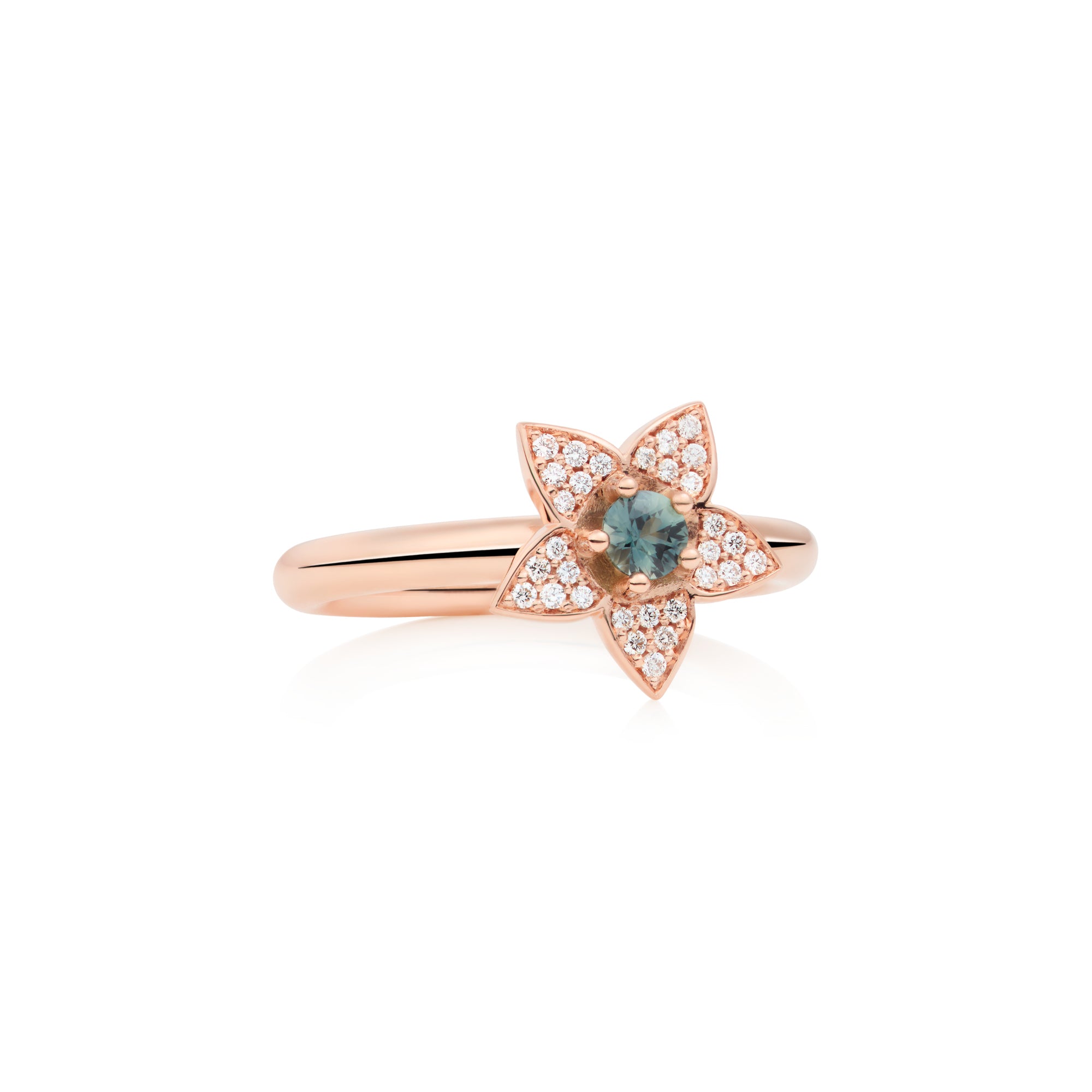 Bron Poppy Ring (8RR4917PKBR) aus Roségold mit Diamant und Saphir