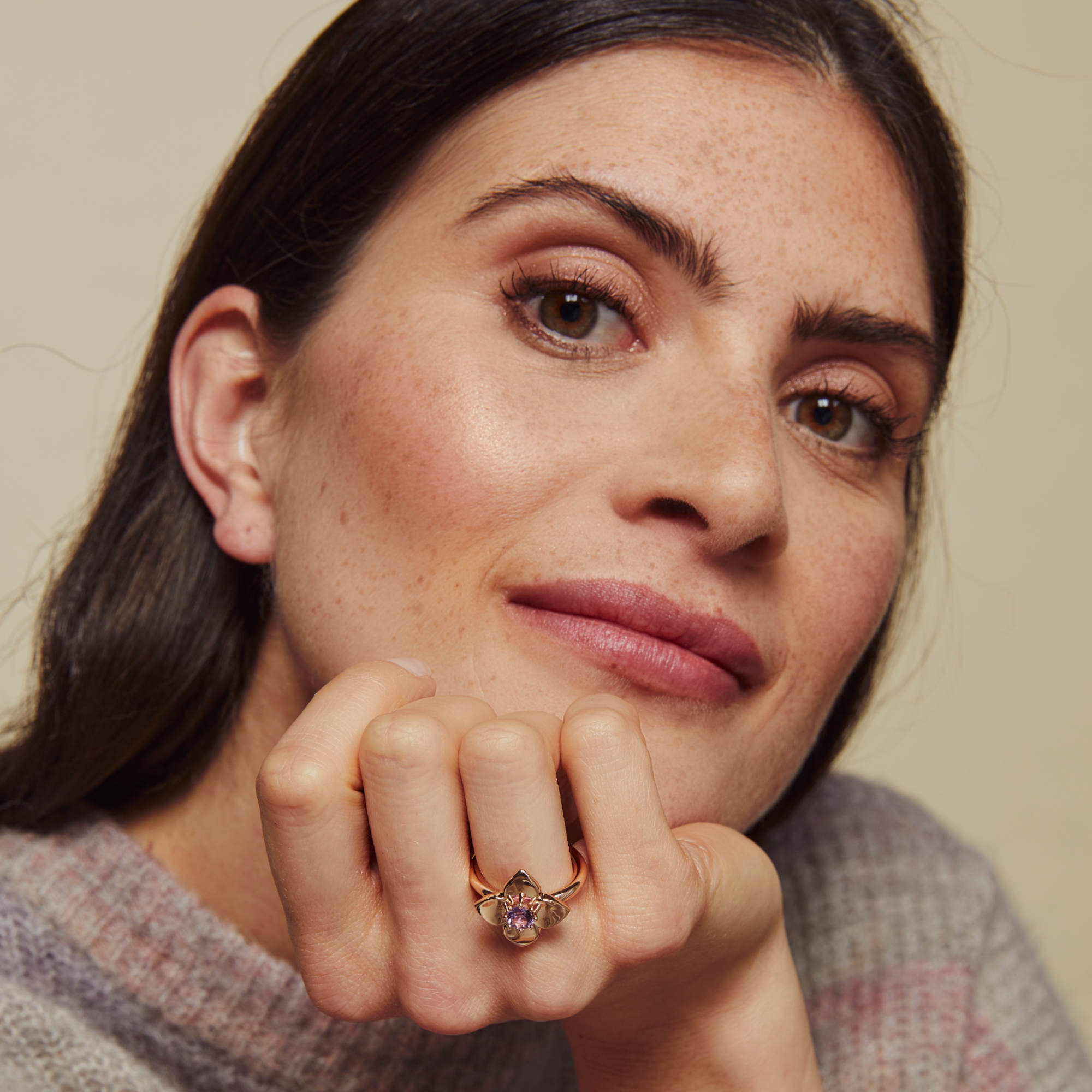 Bron Poppy Ring (8RR4918AM) aus Roségold mit Amethyst