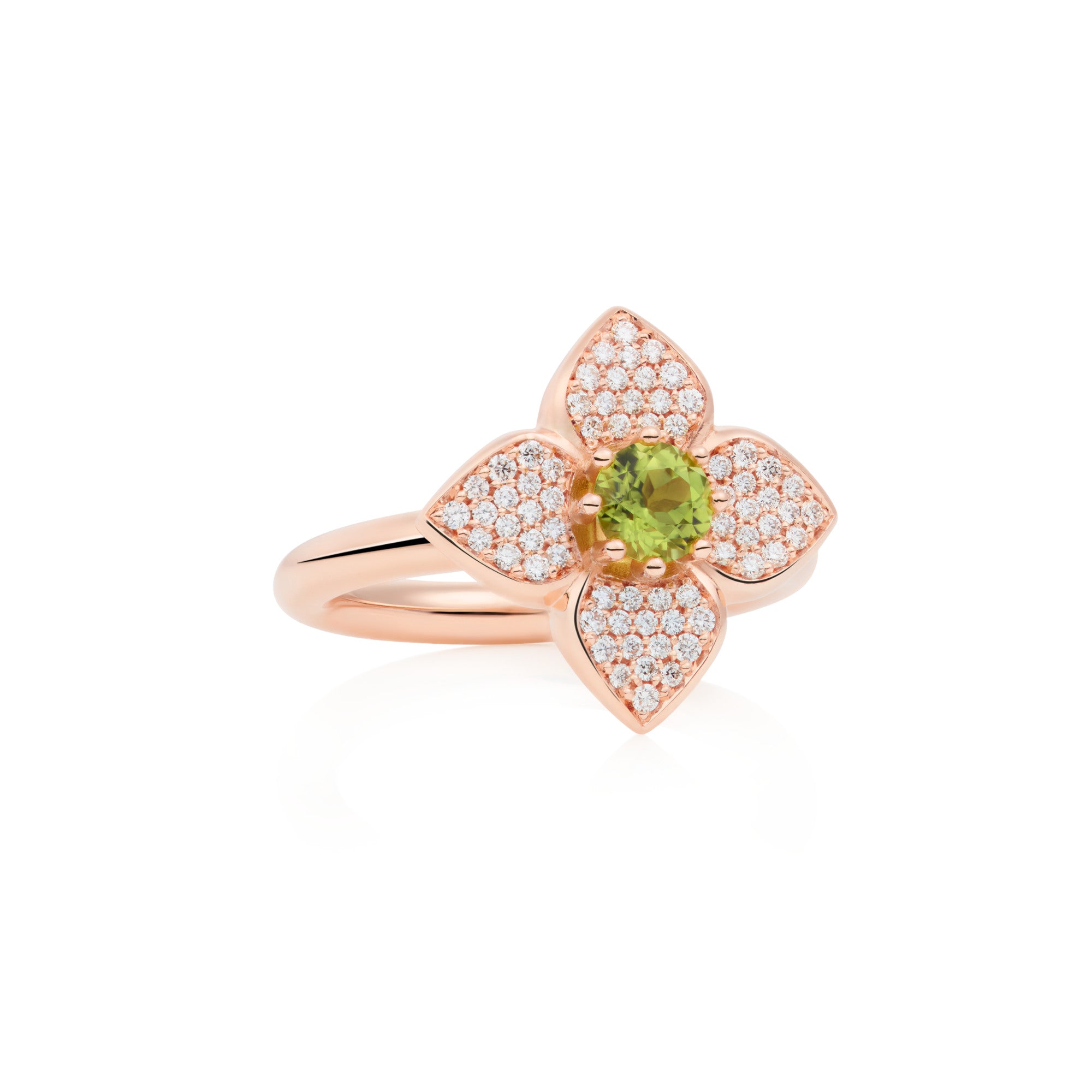 Bron Poppy Ring (8RR4919PEBR) aus Roségold mit Diamant und Peridot