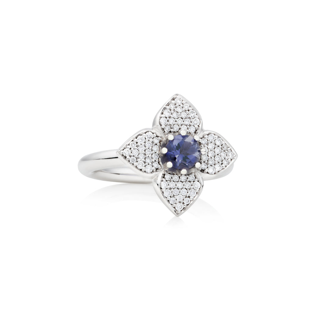 Bron Poppy Ring (8RW4919IOBR) aus Weißgold mit Diamant und Iolith