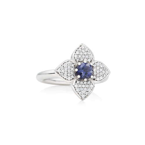 Bron Poppy Ring (8RW4919IOBR) aus Weißgold mit Diamant und Iolith