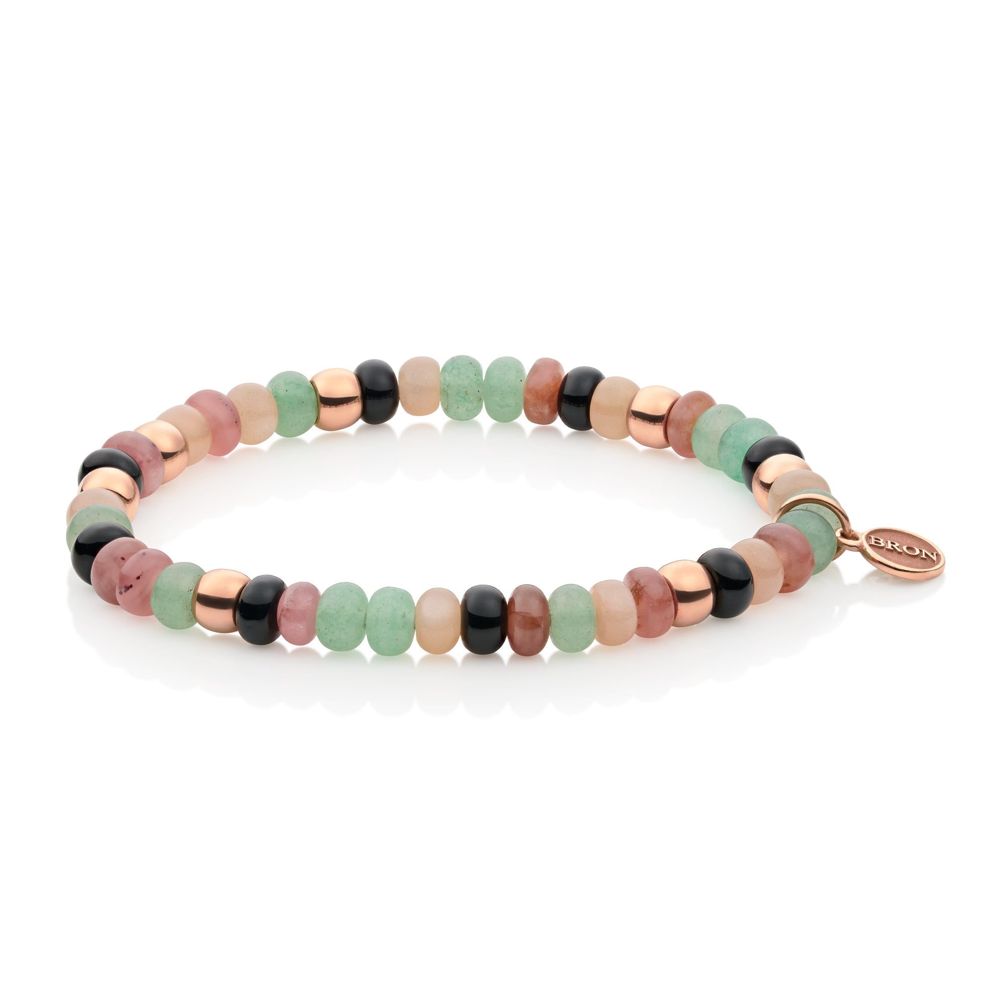 Bron Reflex Armband (8AR3985MIX47) aus Roségold mit Mondstein, Onyx und Rhodochrosit