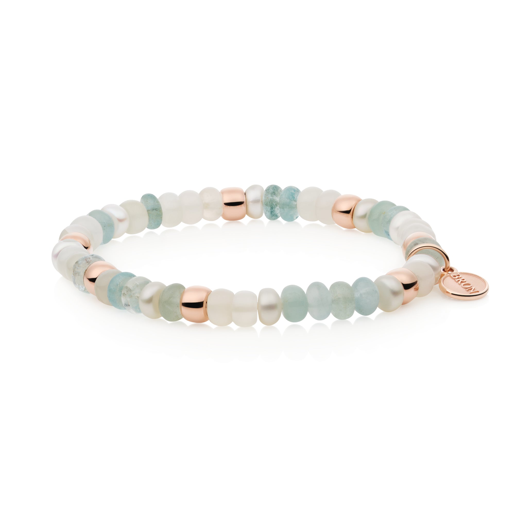 Bron Reflex Armband (8AR3985MIX91) aus Roségold mit Aquamarin und Mondstein