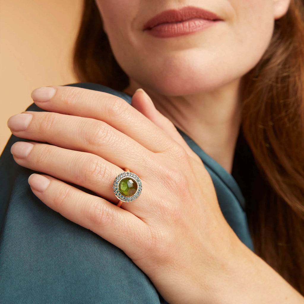 Bron Solar Ring (8RR4832GTCIBR) aus Roségold mit Diamant und Turmalin