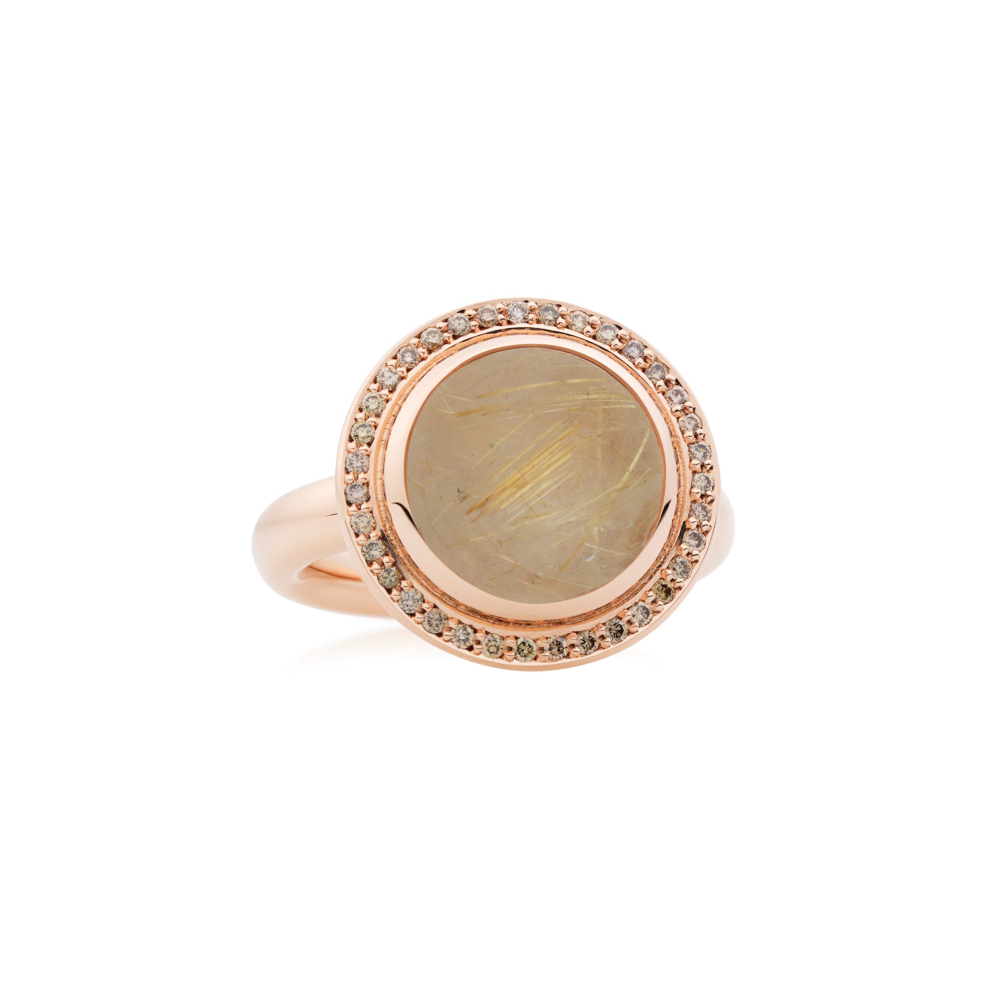 Bron Solar Ring (8RR4840QRCCBR) aus Roségold mit Diamant und Rutilquarz