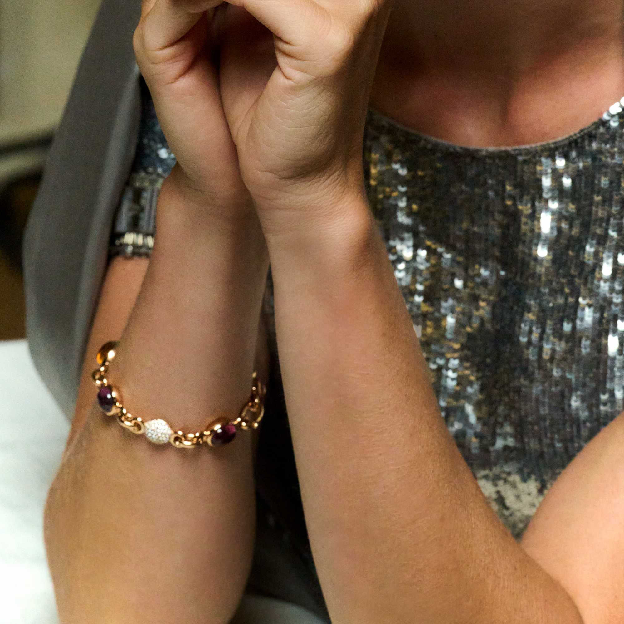 Bron Sushi Armband (4AR4027MIX01BR) aus Roségold mit Diamant, Granat und Turmalin